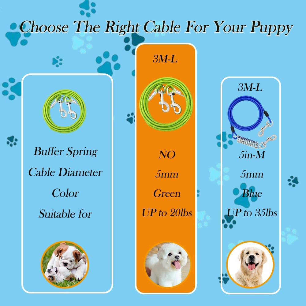 Tie Out Cable for Dogs | Long Dog Leash for Yard and Camping - Heavy Duty Dog Lead for Large Dogs up to 250 Lbs | Yard Lead for Dog Training