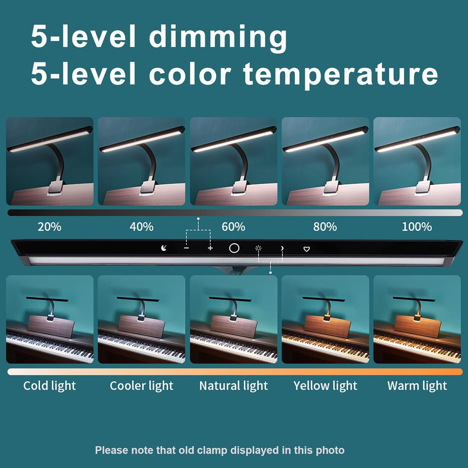 Piano Lights for Digital Piano and Grand Piano Professional Led Clip Lamp Piano Lamps for Sheet Music Eye-Care 5 Levels Color Temperatures 5 Levels Dimming image number 3