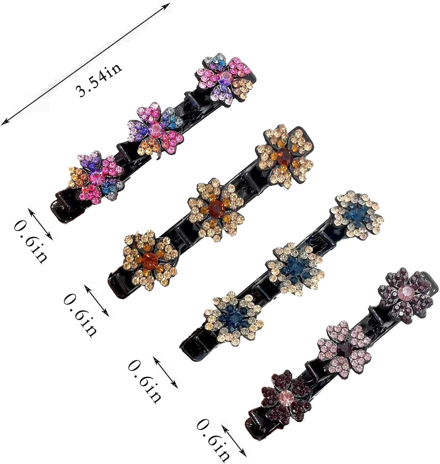 Sparkling Crystal Stone Braided Hair Clips, 2024 New Women'S Shiny Rhinestone Duckbill Clips for Ladies and Girls(2Pcs) (Colourful) image number 6