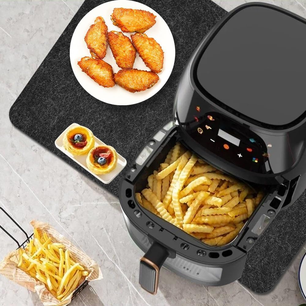 3 PCS Heat Resistant Mat for Air Fryer,17.3X 11.8 in Non Slip Heat Proof Mat, Countertop Heat Protector for Air Fryer, Coffee Maker, Toaster, Oven, Black image number 2