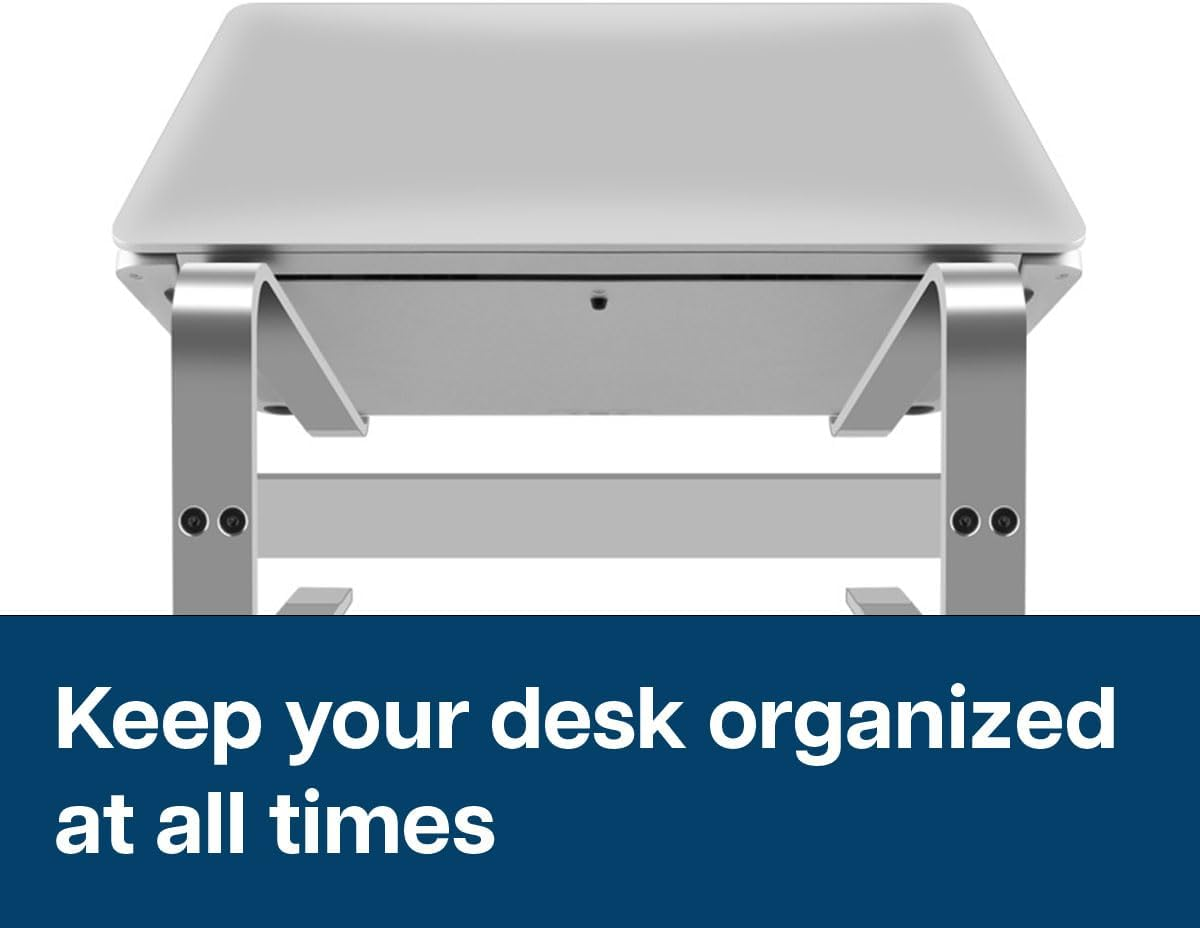 MMOBIEL Laptop Stand Tall - Riser 10 to 18 Inches - Ventilated Laptop Holder Universal - Stand for Desk Compatible with Macbook, Notebook, ASUS and More - Incl. Tools - Aluminum image number 2