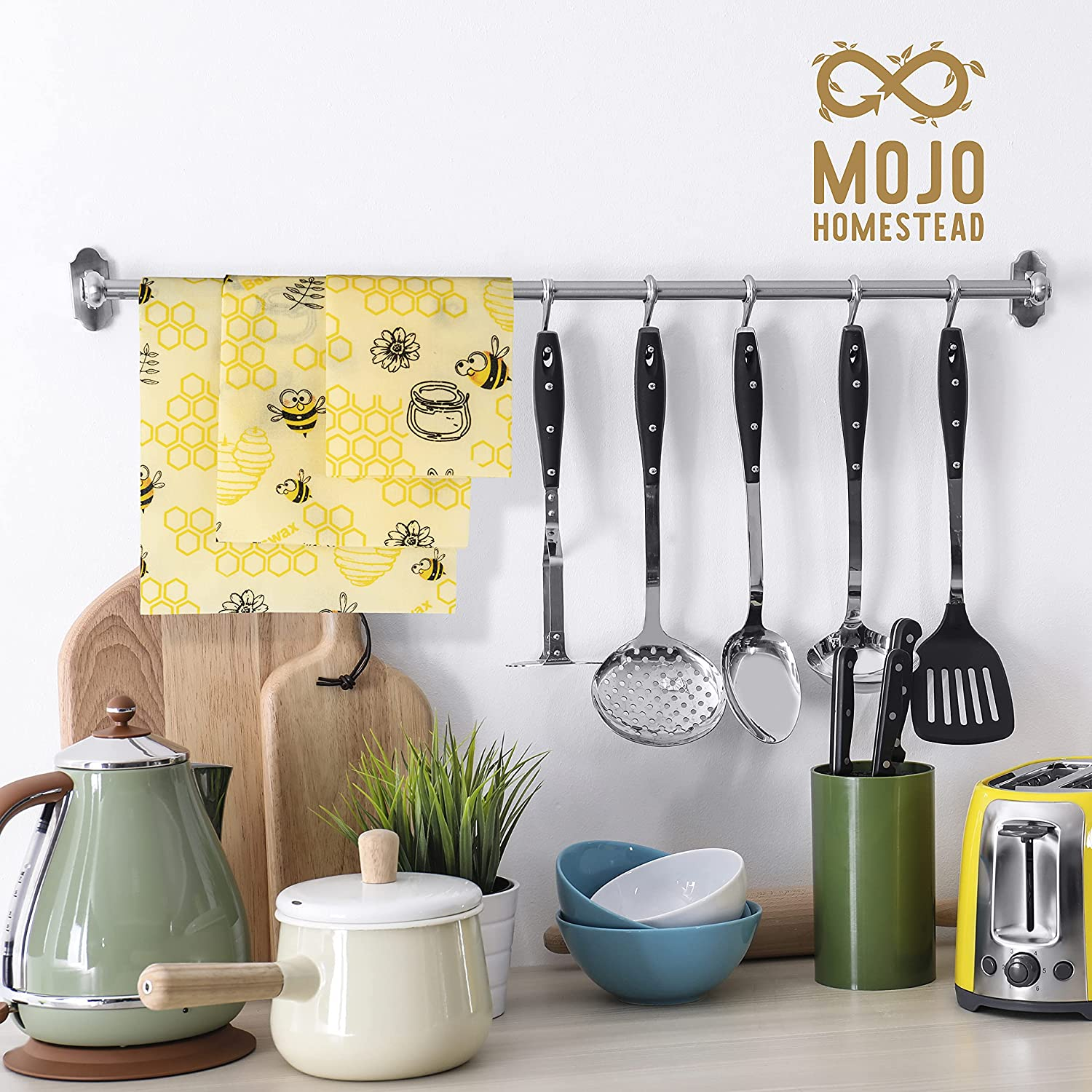 Beekeeper and Australian Farmer Approved Organic Reusable 3 Pack Beeswax Food Wraps by Mojo Homestead - Eco-Friendly, Zero-Waste, Biodegradable, Easy Clean, Keeps Food Fresh, No Plastics, FDA Approved image number 2