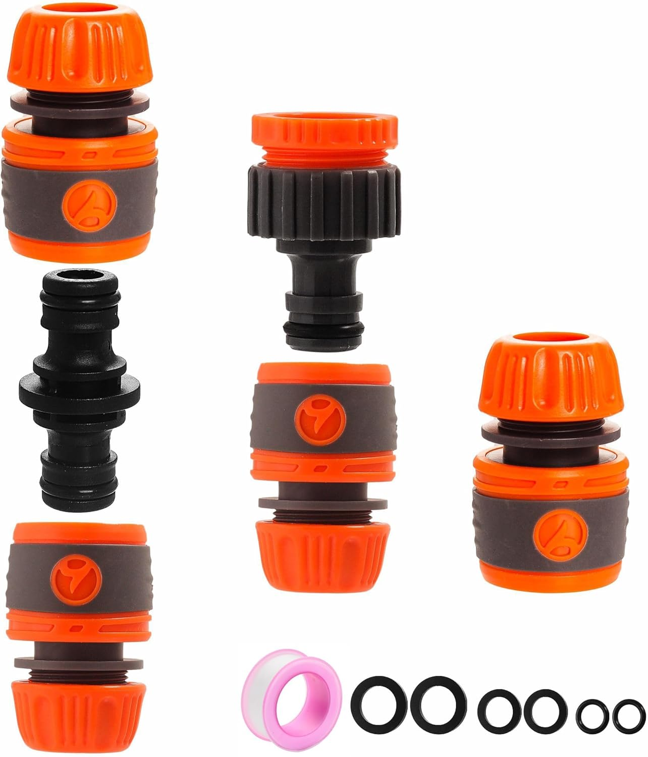 Garden Hose Connectors Set, Hose Pipe Connector Set, outside Tap Connector, Water Hose Spray Gun for Plants, Lawns Watering, for Hose Water Hose to Tap Connectors Adapter for Tap 3/4'' 1/2'' image number 4