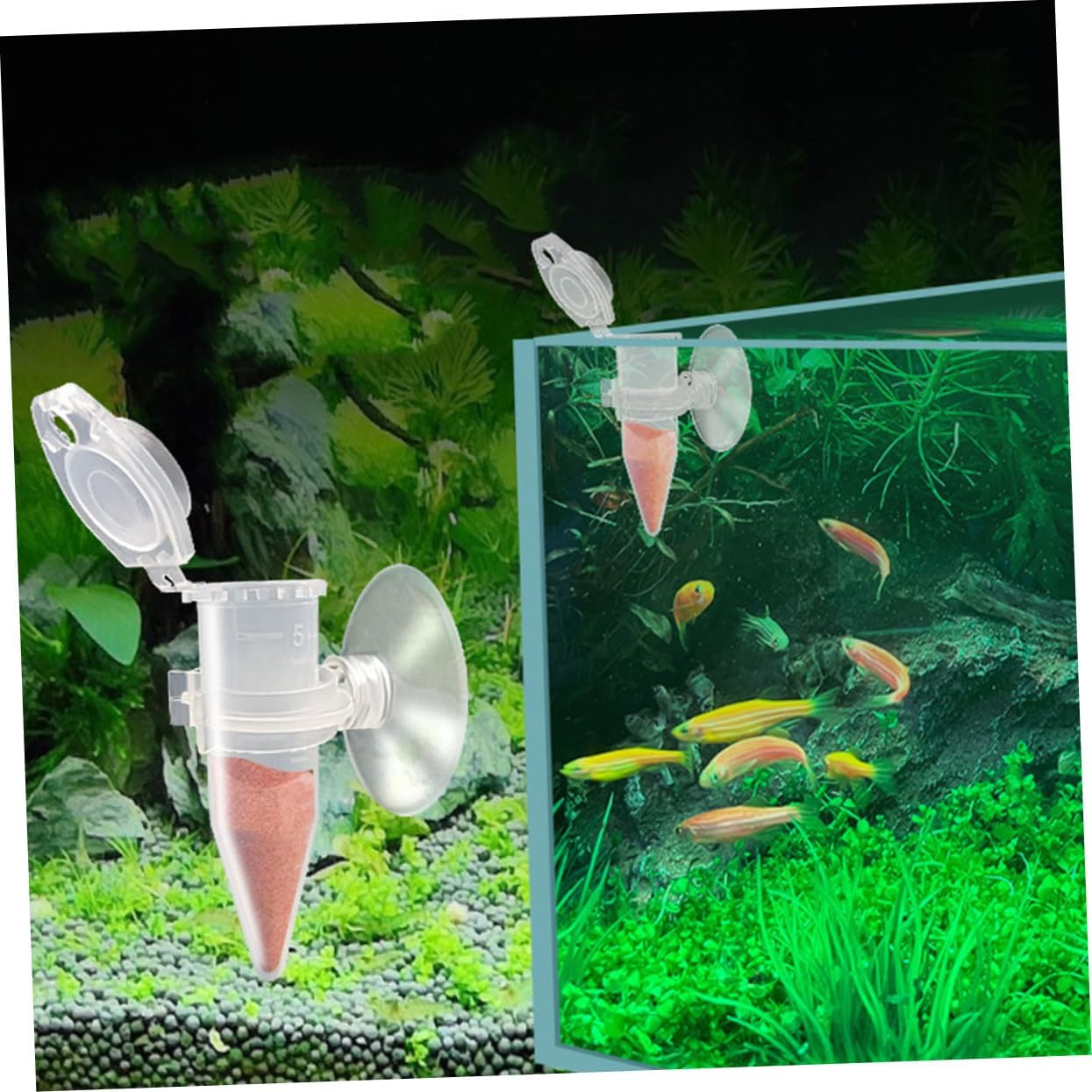 BELLIFFY 6Pcs Shrimp Feeder Tube with Suction Cups, Plastic Automatic Fish Tank Feeder for Brine Shrimp Hatchery, Mini Aquarium Feeding Tool for Small Fish and Aquatic Pets image number 4
