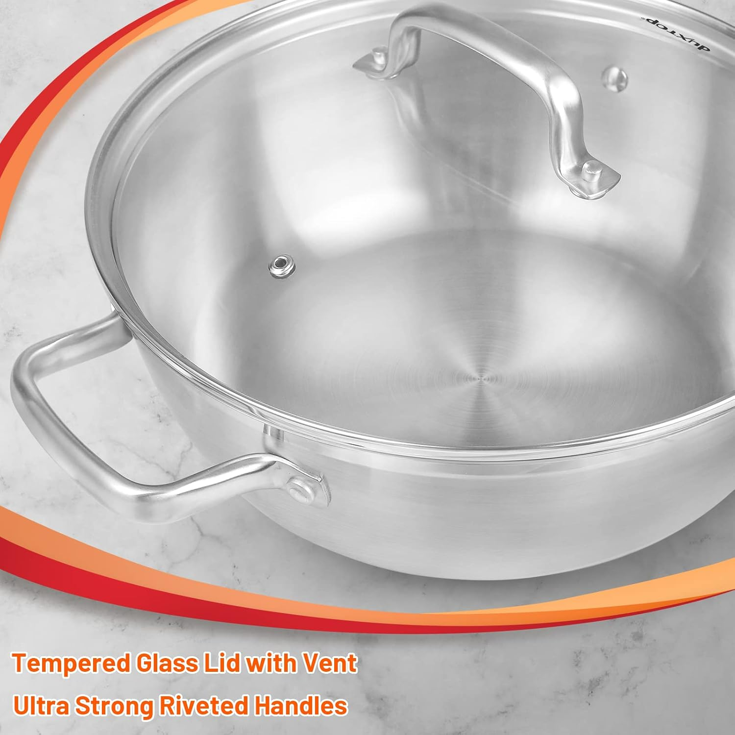 Duxtop Professional Stainless Steel Cooking Pot, 5.7-Quart Stock Pot with Glass Lid, Impact-Bonded Technology image number 4