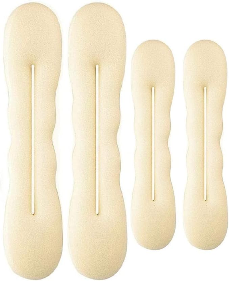 Brown Magic Hair Bun Maker 4 Pcs (2 Large, 2 Small), LHAAAYF Foam Sponge Buns Shaper Accessories Strong Flexible Reusable Bun Twister for Updo&rsquo;S, Ballet Buns, French Twist, Waves - Easy Bun Hair Tool (Brown)