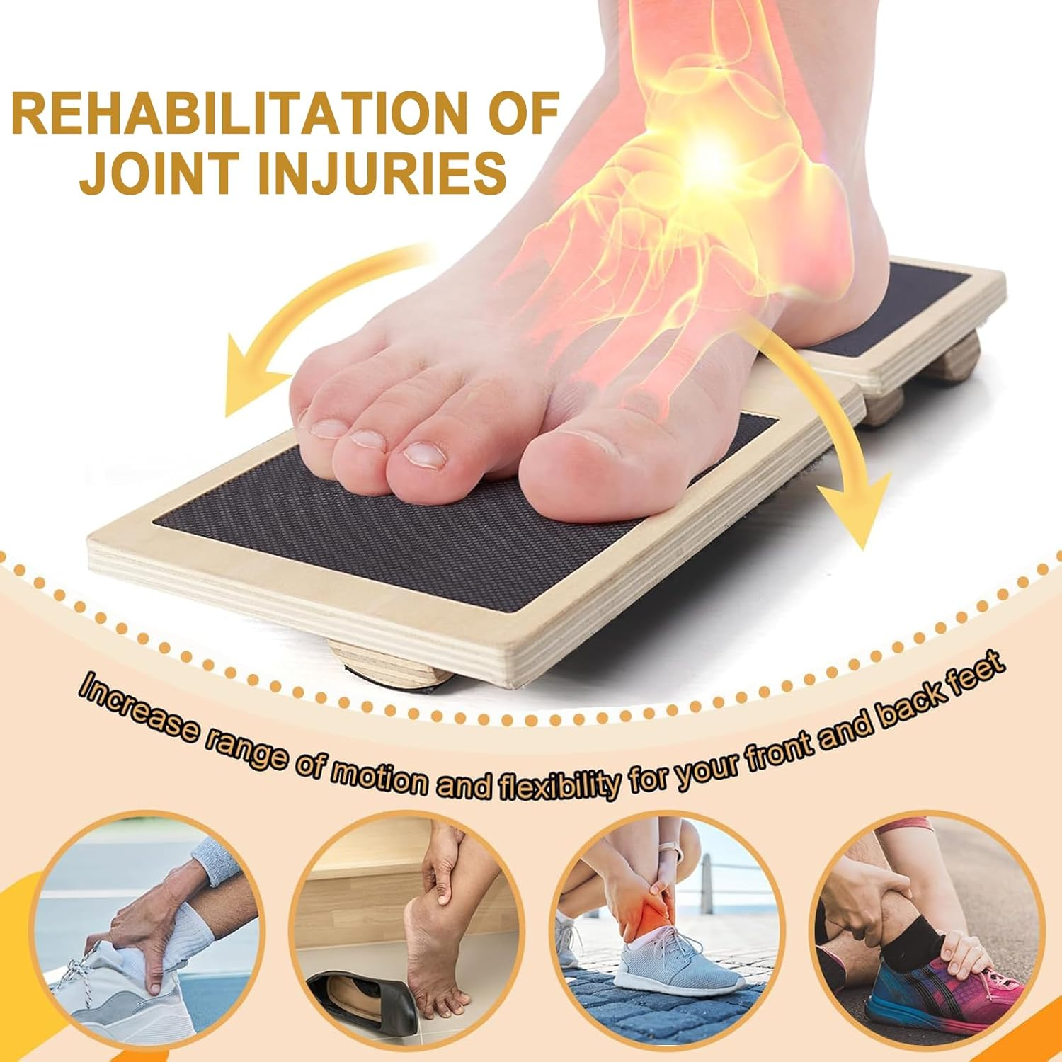 Ankle Balance Board - Single Foot Balance Board, Sprain Exerciser, Non-Slip Wood Ankle Foot Strengthener for Plantar Fasciitis Relief/Physical Therapy/Posture Correction/Balance Training