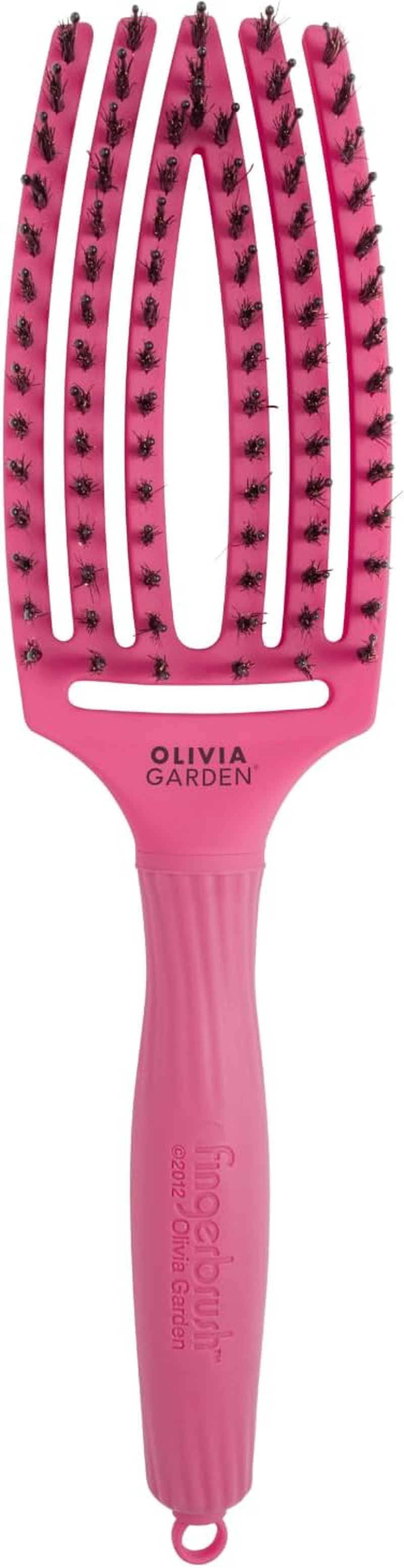 Olivia Garden Fingerbrush Care Iconic - Medium - Hot Pink - Detangler Brush with Boar Bristles & Nylon for Healthy and Shiny Hair image number 1