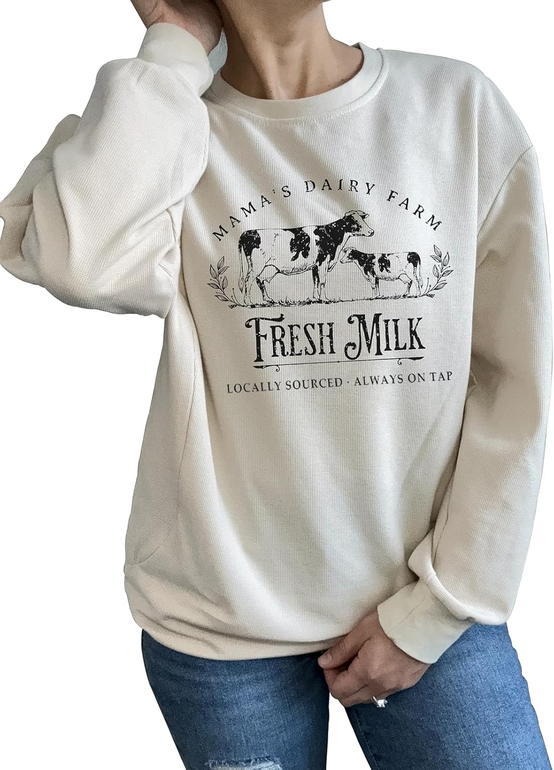 TAIUICY Women Nursing Sweatshirts Breastfeeding Zip Nursing Friendly Sweater Mama'S Daily Farm Fresh Milk Pullover