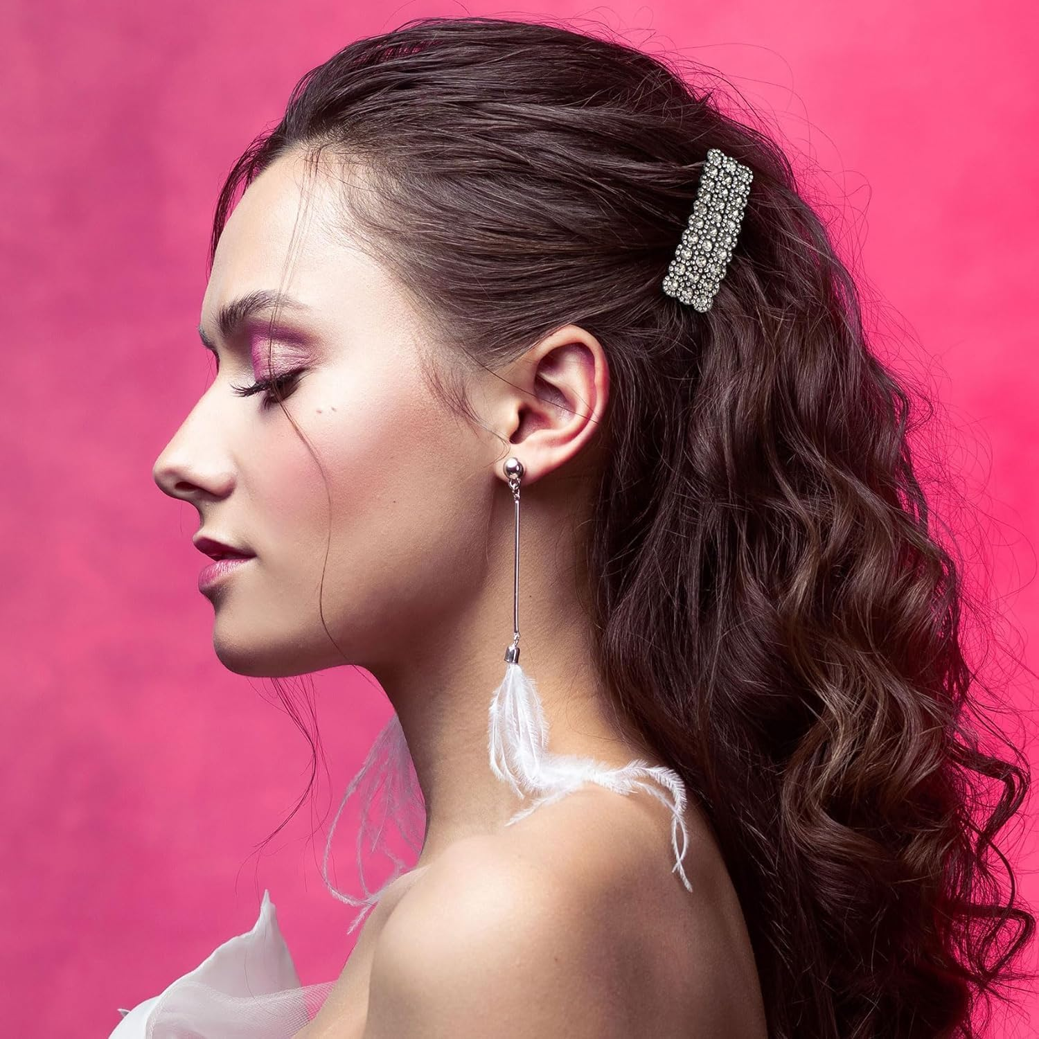 4 Pieces Black Women Hair Clips with Rhinestones Shiny Rectangle Korean Hair Clips Hair Accessories for Party Wedding Daily Girls Hair Accessories Clips and Hair Clips Accessories image number 5