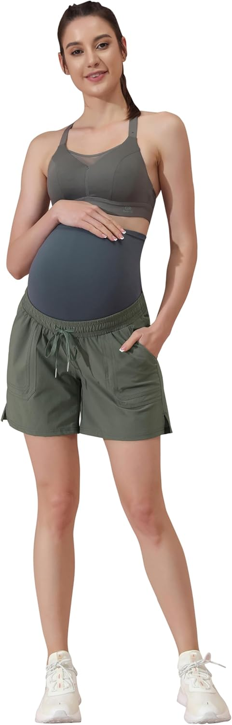 Maacie Women'S Maternity Shorts Quick Drying Breathable over the Belly Sporty Shorts with Liner Pockets image number 5