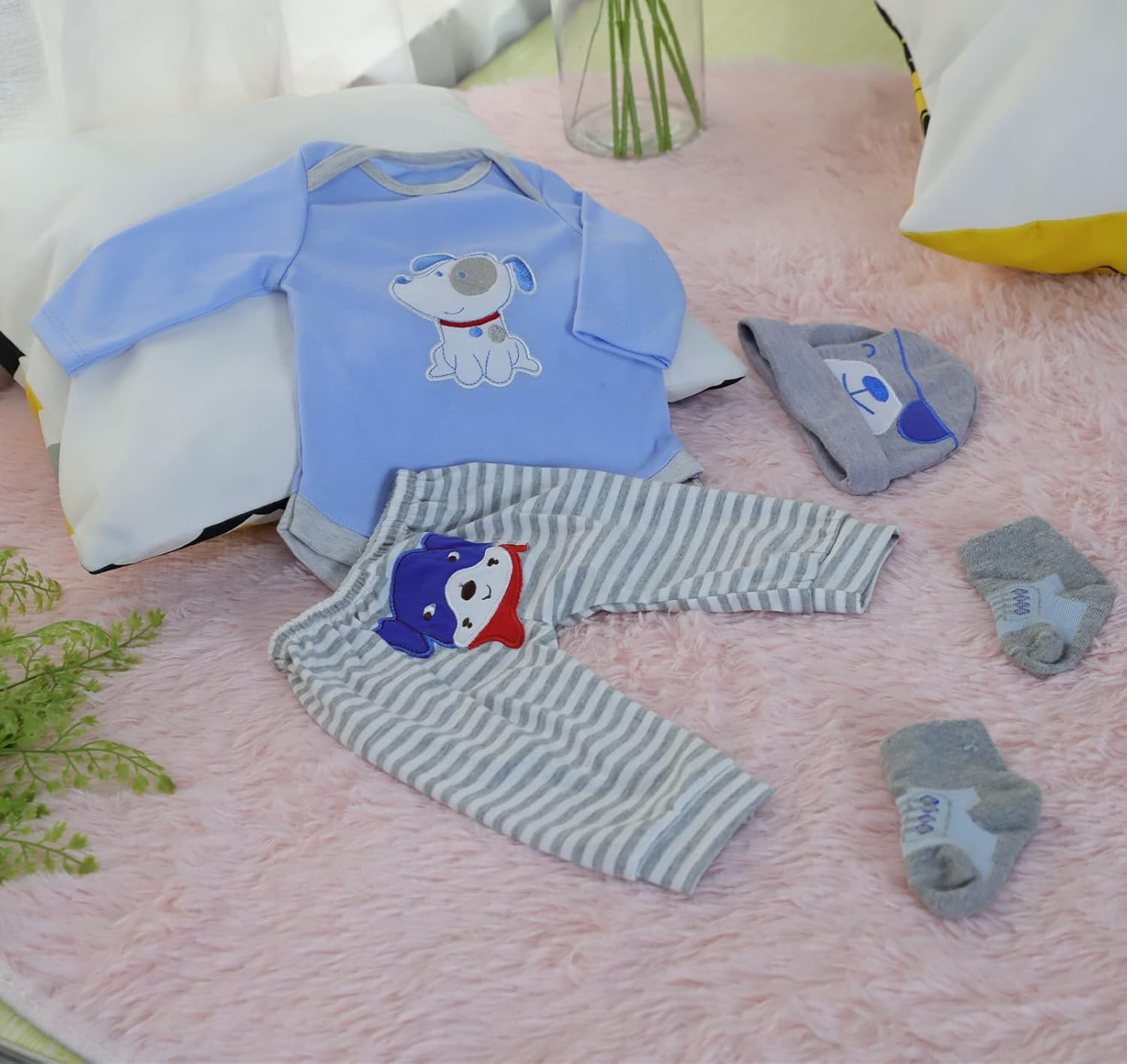 ZIYIUI Reborn Baby Doll Clothes Boy Blue 20-22 Inch Newborn Baby Doll Girl or Boy, 4 Pieces Suit image number 2
