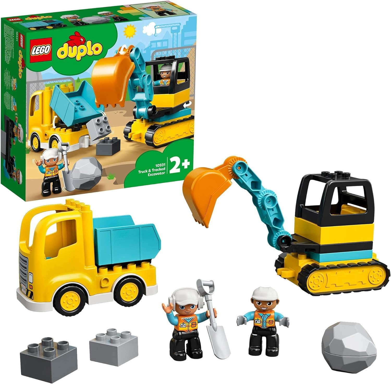 LEGO DUPLO Construction Truck and Tracked Excavator, Buildable Kids Toy for 2+ Year Old; Digger Toy and Tipper Truck Learning Set for Toddlers Who like Construction Sites and Creative Play 10931 image number 6