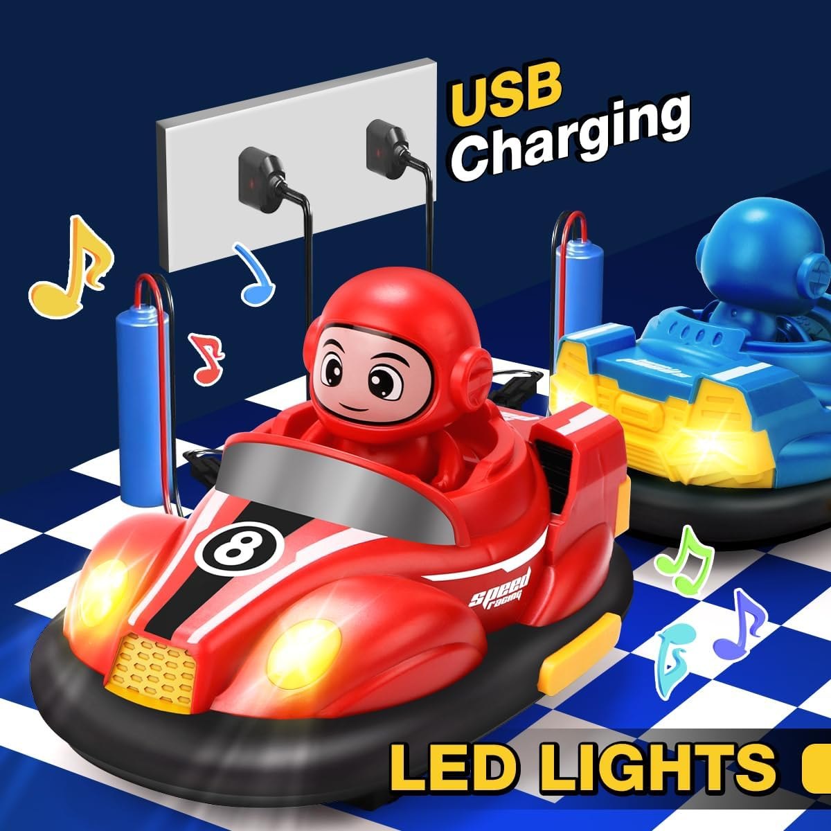 Remote Control Bumper Car Toy Set of 2 Players，Mini RC Car with Light & Sound Effect 360&deg; Rotating，Bump and Eject Toddler Toys ，Christmas Birthday Gifts for Kids Boys Girls 3-4 4-6 5-7 8-13 image number 1