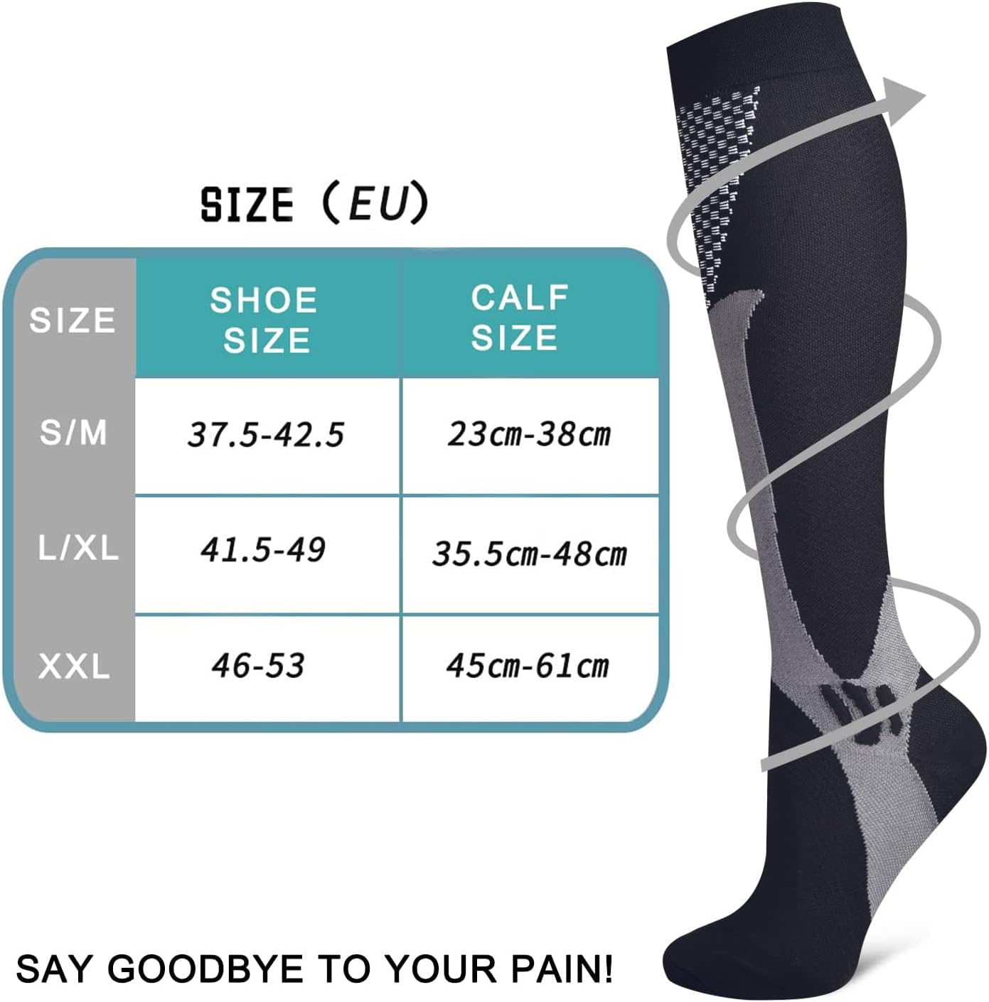 3 Pairs Compression Socks for Men Women, Knee-High Sport Support Sockings, Non-Slip Long Tube Socks, High Comfort Sockings for Sports, Running, Flight, Travel, Cycling image number 3