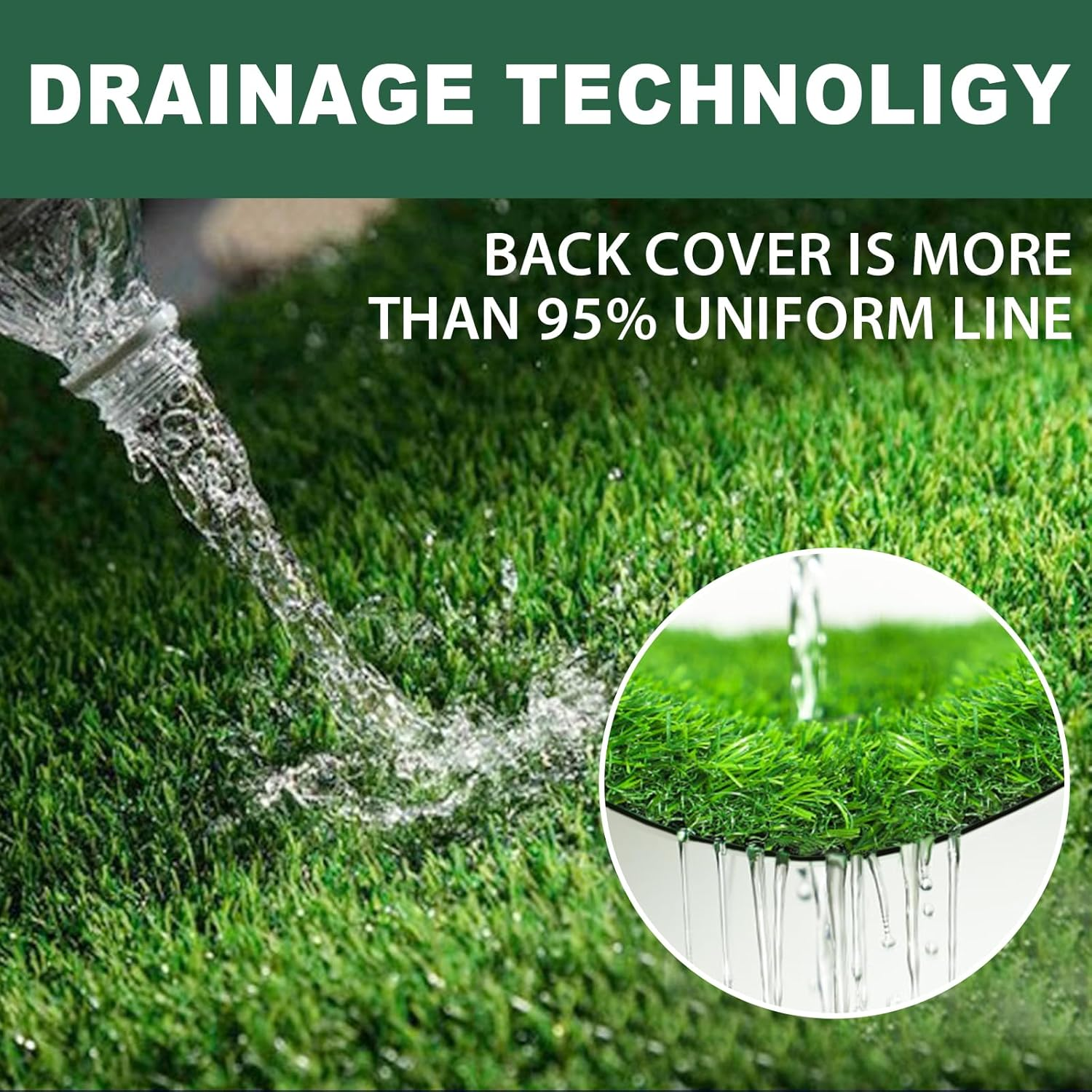 MSKIRA Artificial Turf Rug Synthetic Turf Artificial Grass 15Mm 2X5M/10SQM Green Plastic Fake Grass Plant Lawn Flooring Outdoor for Garden, Lawn, Patio, Playground ((W X L):2M X 5M(10Sqm)) image number 6