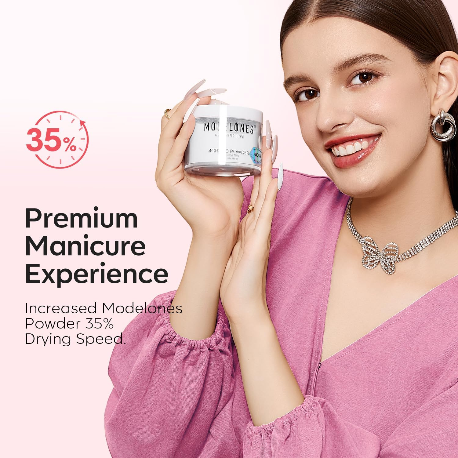 Modelones Clear Acrylic Powder, 4.23Oz Acrylic Powder Large Capacity Professional Acrylic Nail Powder Polymer for 3D French Nail Manicure Extension Nail Carving, Long-Lasting Beauty Gifts image number 3