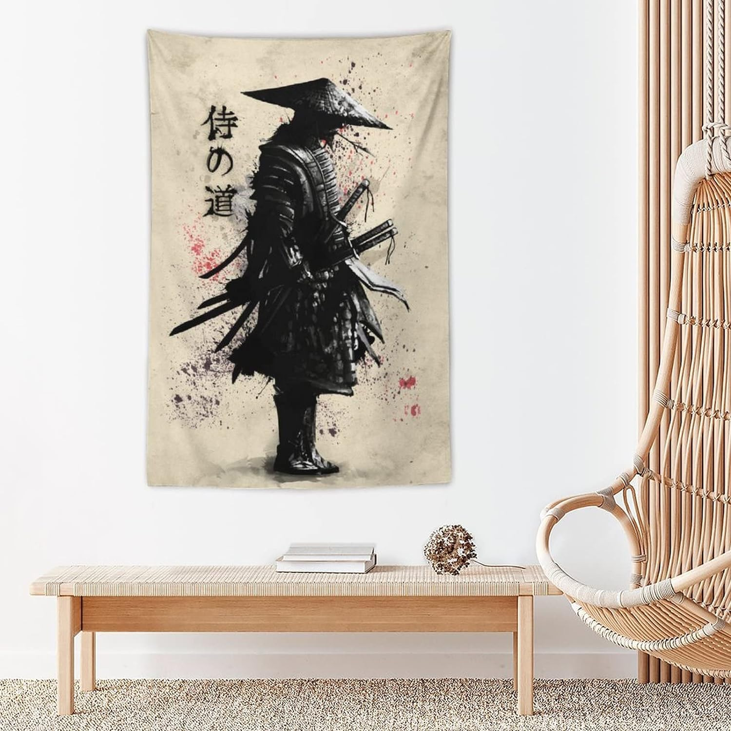 Japanese Samurai Art Tapestry Poster Wall Wall Art Wall Decor Apartment Home Dorm Wall Decorations for Living Room Bedroom Tapestries 40"X60"