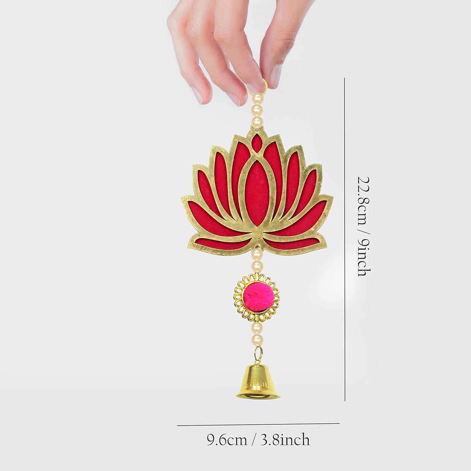 TIED RIBBONS Lotus Backdrop Hanging Pooja Decor | Plastic, 9 Inch | Set of 10 | Indian Pooja Decorations for Home, Navratri, Wedding, Ganesh Pooja |Diwali Decoration for Home, Ganesh Chaturthi image number 5