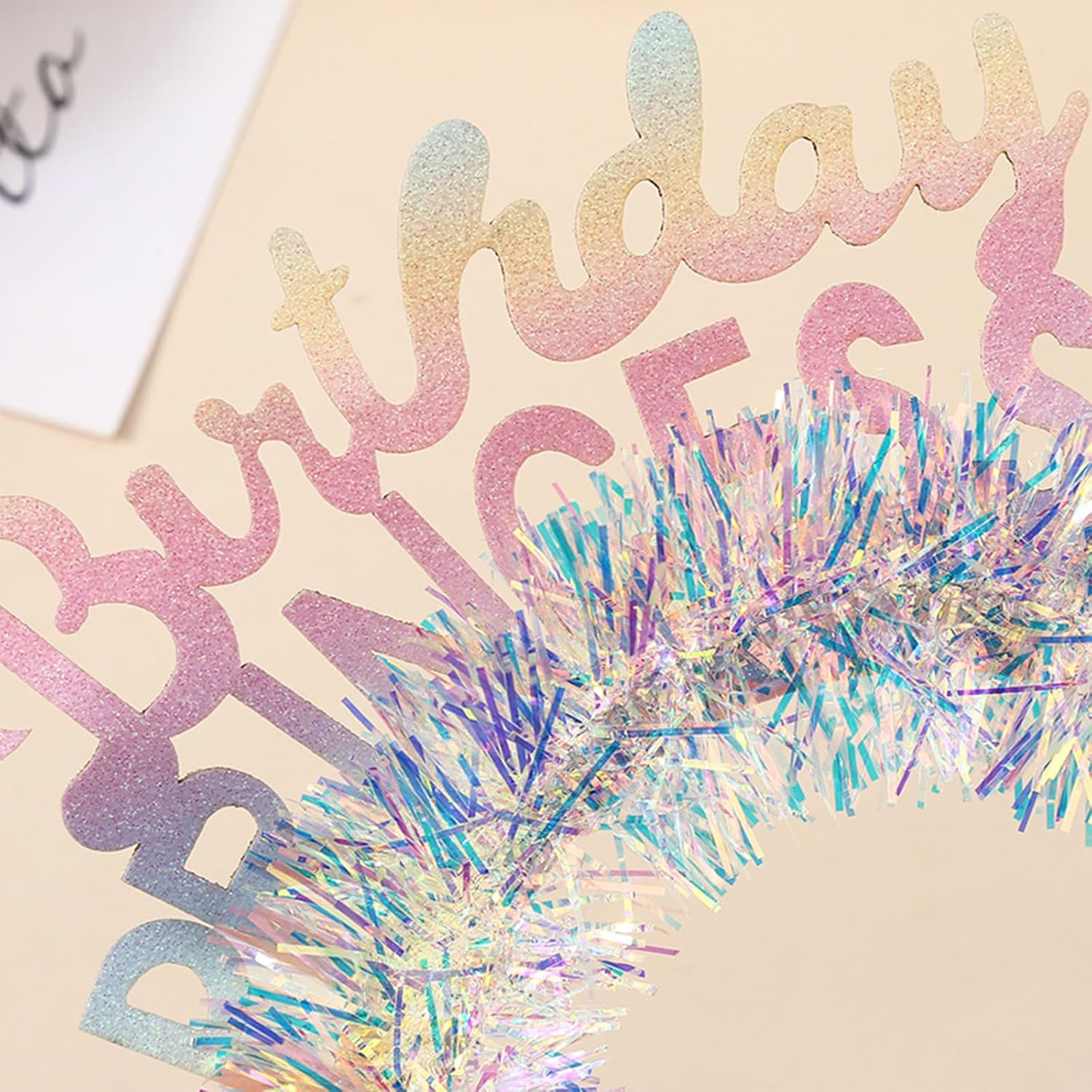 Charmburst Colourful Birthday Crown for Girls, Glitter Headband with Colour Gradient and Fine Fringe for Children'S Birthday, Party or as a Festive Gift image number 2