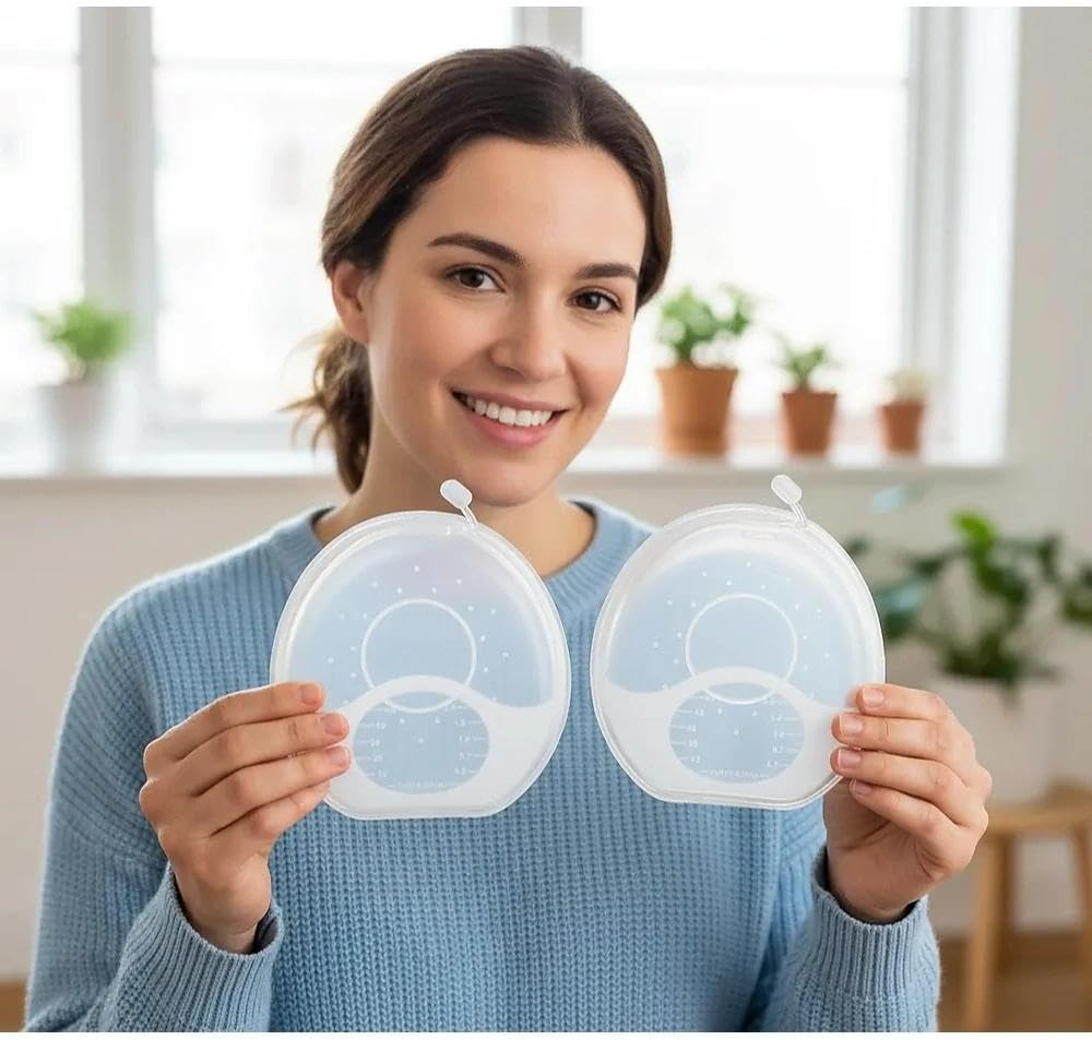 Breast Milk Collector Silicone Nursing Cup, Reusable Breast Pads for Sore Nipples, Colostrum & Letdown Milk Catcher, Compatible with Breastfeeding Moms, 2Pcs Set, Unron image number 3