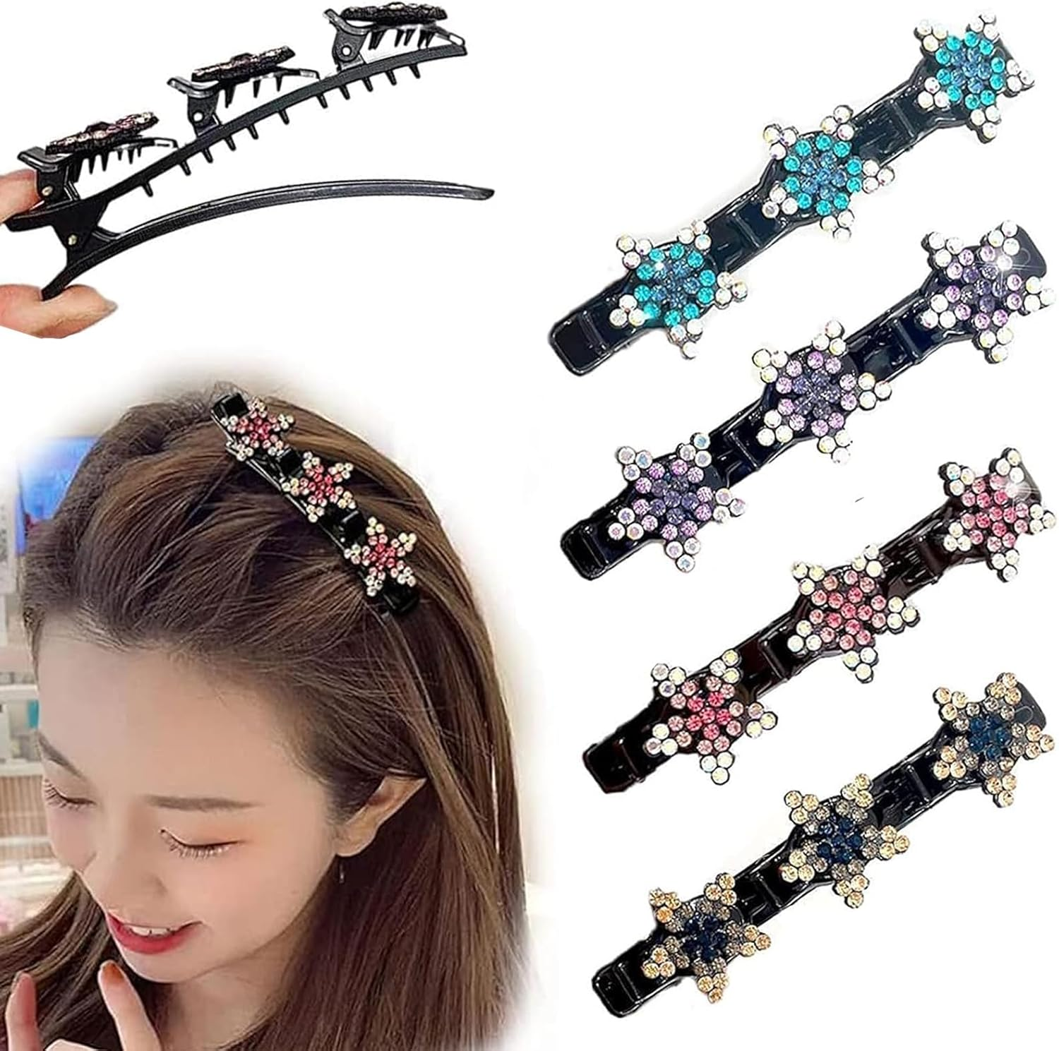 Set of 4 Braided Hair Clips, Side Hair Clips, Fringe Clips, Hair Clips, Hair Segmentation Clips, Hair Clips, Hair Clips, Hair Clips, Hairdressing, Etc, Hair Clip, Hummingbird Hair Clip image number 5