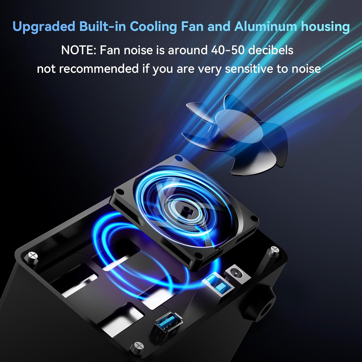 CENMATE Aluminum Dual Bay Hard Drive Enclosure with Cooling Fan for 2.5&ldquo;/3.5" SATA HDD/SSD with USB A/C 3.0, Support Hot Swappable, Daisy Chain Expansion, Tool-Free HDD Enclosure, DAS(NO RAID/NAS) image number 3