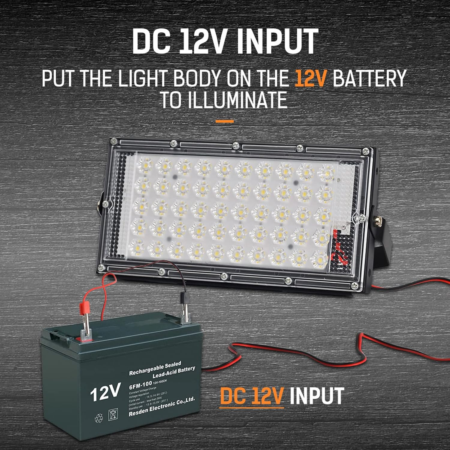 Eujgoov 50W 12V Super Bright LED Flood Light Floodlight Outdoor Lighting for Yard Garden image number 5