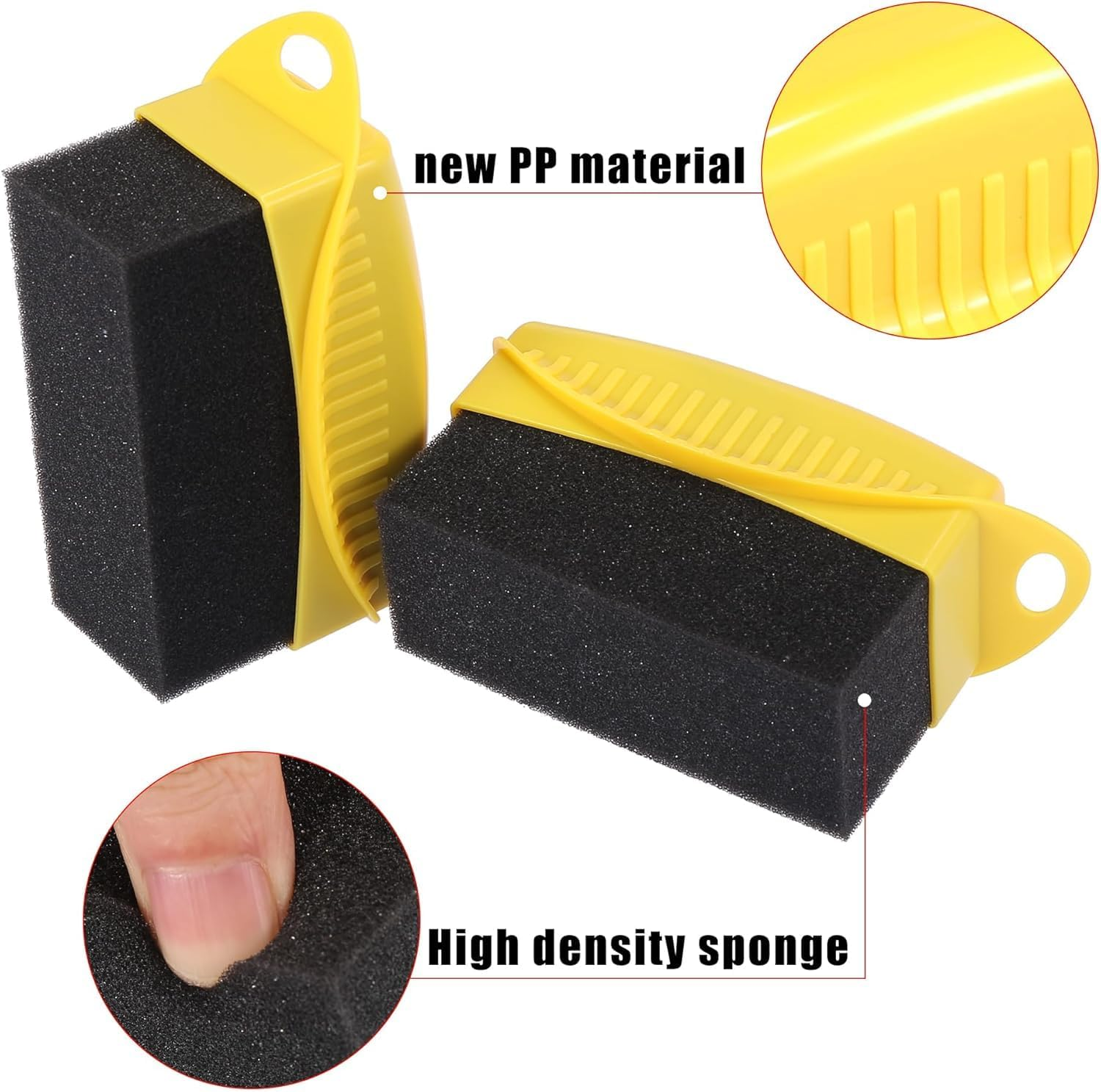 Walquicks 2Pcs Car Wheel Waxing Sponge Tire Shine Applicator, Tire Shine Sponge Pad Tire Shine Applicator, with Case Auto Tyre Cleaning Pad, for Tire Dressing Applicator Car Tire Shine Applicator - Yellow image number 3