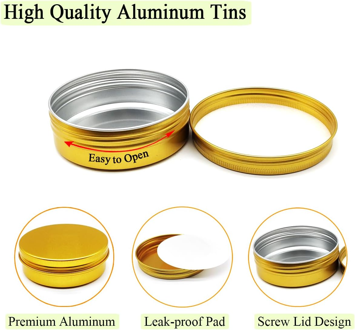 Wopanxye 12Pcs 1Oz 30Ml Aluminum Tin Jar, 30G Refillable Makeup Container, 30 Gram Gold Screw Lid round Can Sample Pot for Cosmetic DIY, Handmade, Lip Balm, Cream, Salve, Toner, Candle, Paint, Scrub image number 6