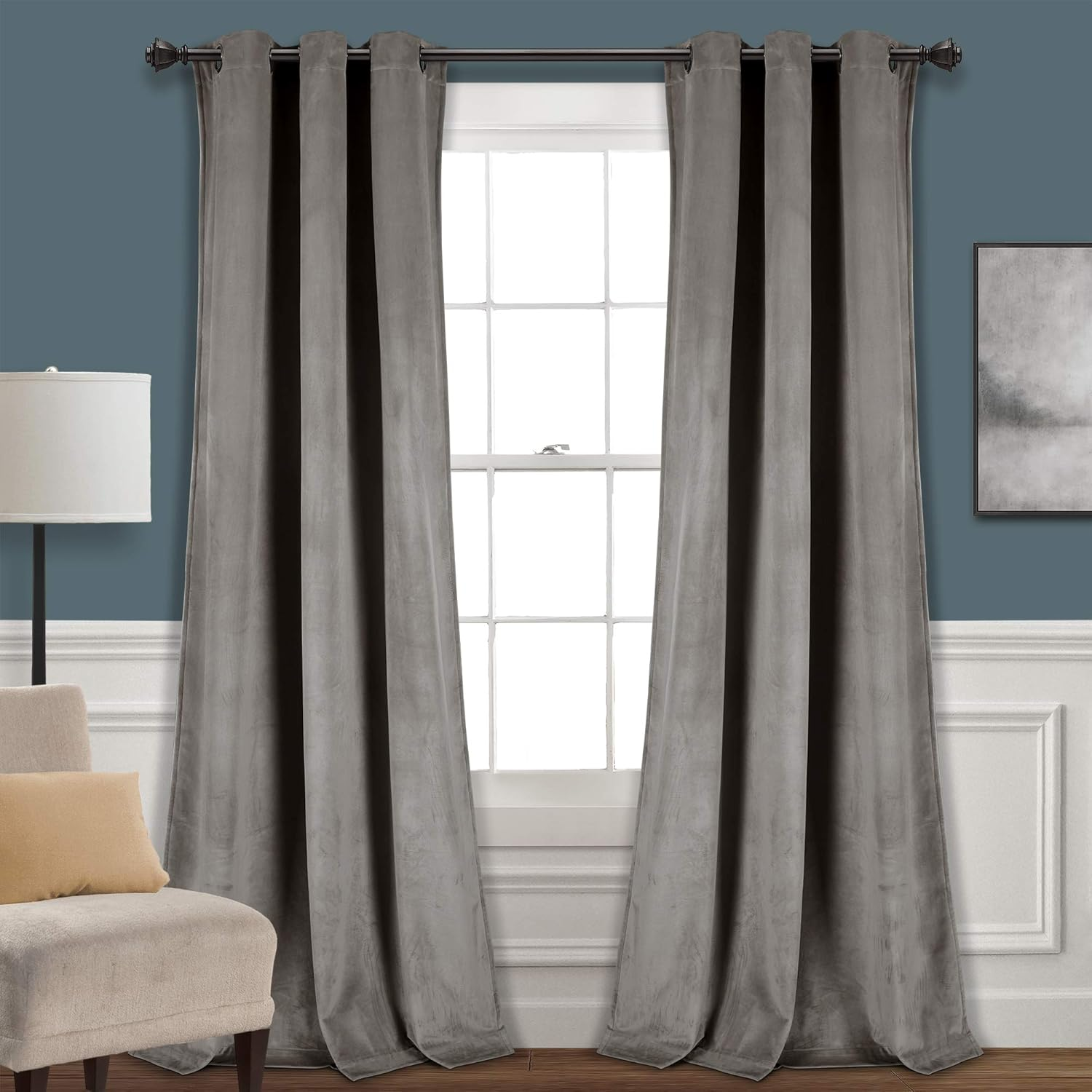 Lush Decor Prima Velvet Solid Room Darkening Window Curtain Panel Pair, 84" L X 38" W, Blush image number 5
