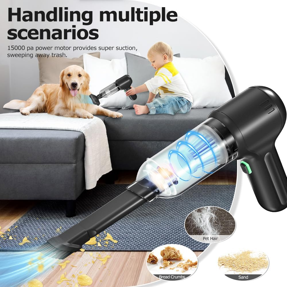 Ekbas Car Vacuum High Power Scution 18000PA 3 in 1 Blower Brushless Motor Wireless Handheld Vacuum Cleaner,120W Lightweight Cordless Mini Vacuum Portable Vacuum for Car Pet Hair Men Women Home Office image number 1