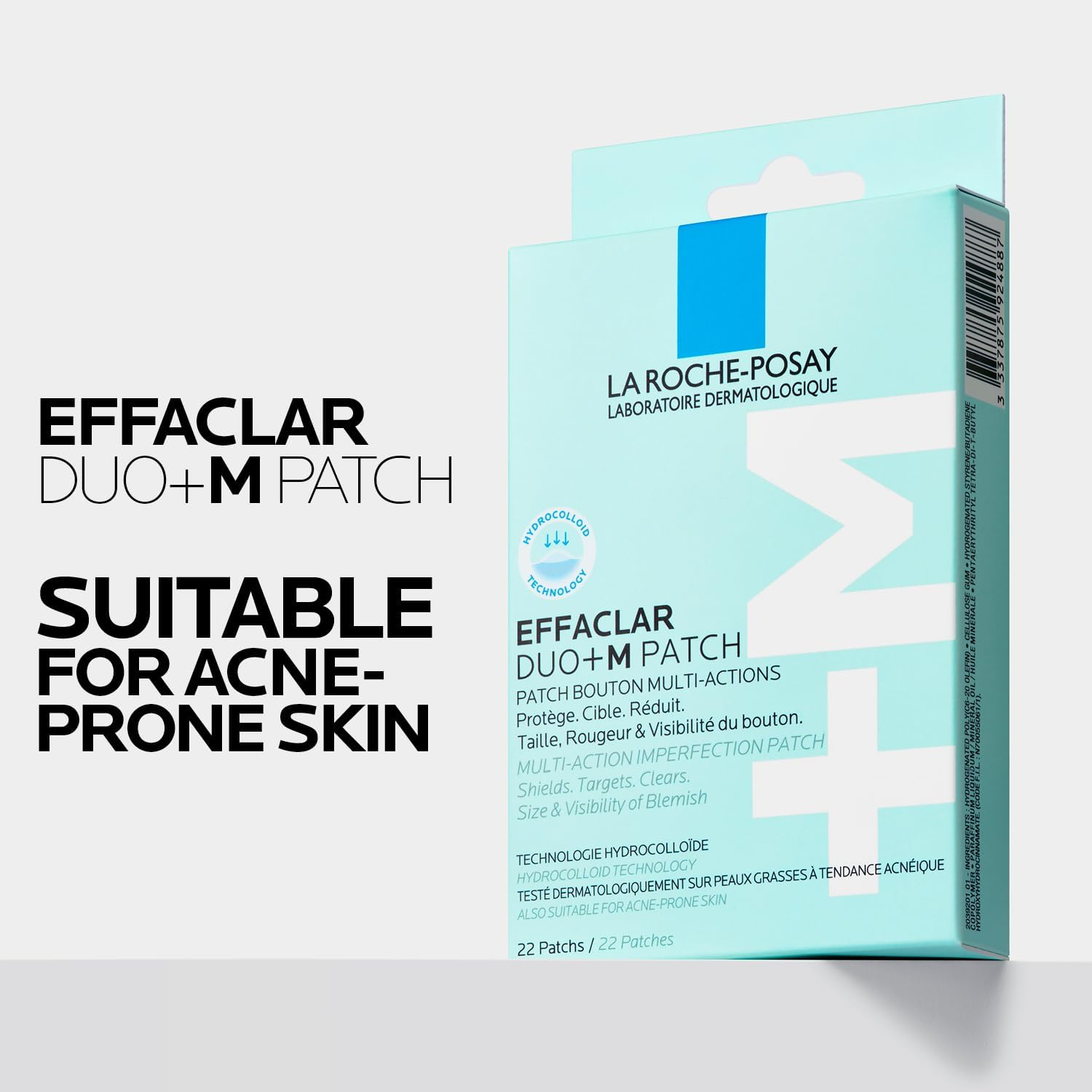 La Roche-Posay Effaclar DUO +M Multi-Target Blemish Spot Pimple Patches 22-Piece Set (Includes 12 Small + 10 Medium Size), Suits Acne-Prone Skin Visibly Reduce Size & Redness, Multiaction Imperfection Patch Shields + Targets + Clears image number 2