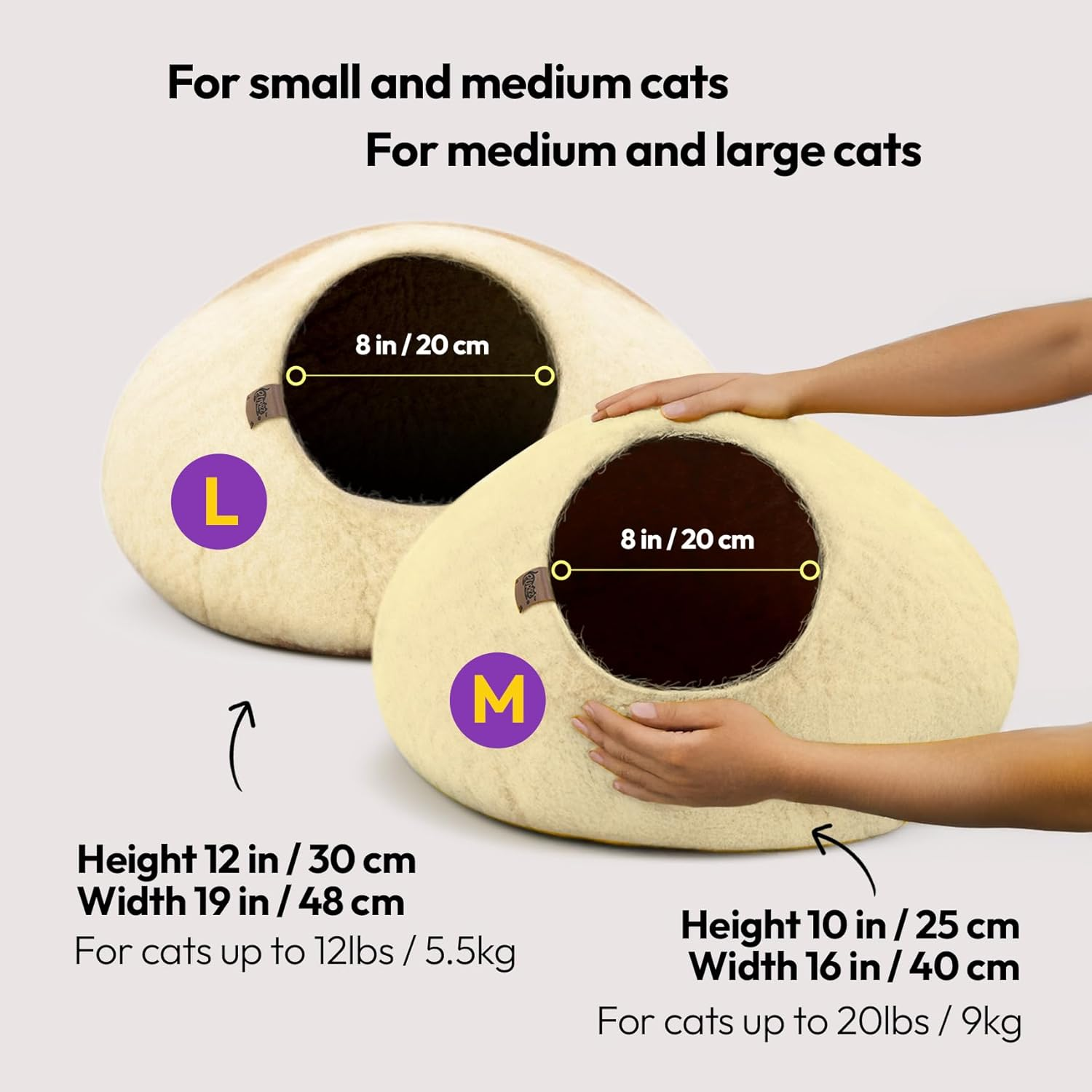 Luxury Cave Bed &ndash; Handmade Merino Wool Felt Hideaway, Vet-Designed Indoor Condo, Hypoallergenic Pet House, Cozy Igloo Bed, Eco-Friendly Modern Cat Furniture image number 2