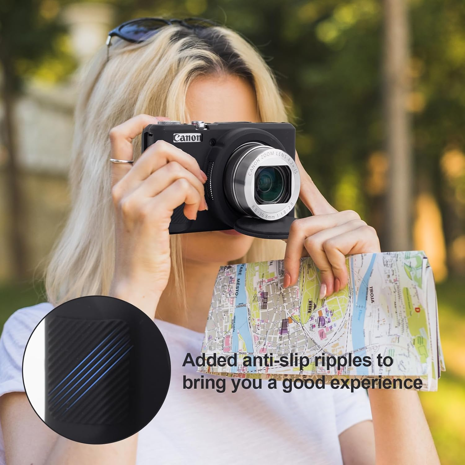 Rieibi Silicone Case for Canon G7X Mark III Case, G7X Mark III Accessories with 2 Pcs Sreen Protectors,Detachable Lens Cover for Canon G7X Mark III Cover - Black image number 4