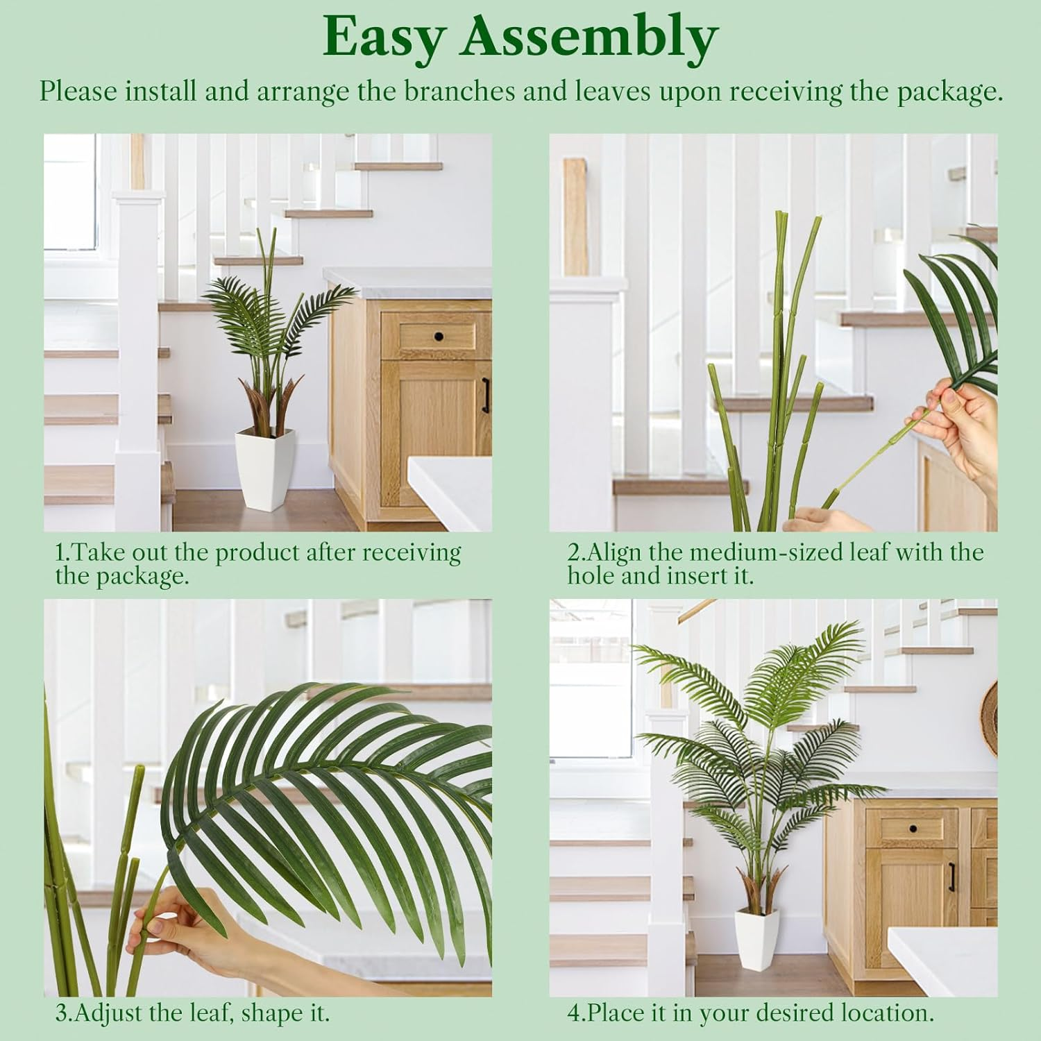 Alupssuc 150Cm Artificial Tree Palm Tree with Pot, Large Artificial Plants Indoors, Real Touch Silk Fake Plants for Home Office Decor image number 4