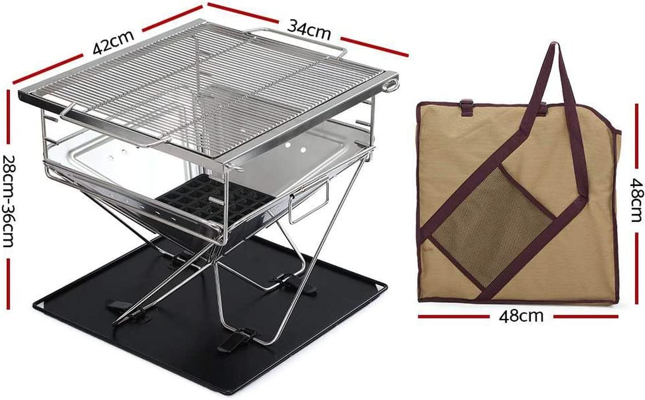 Grillz Outdoor Pit Barbeque Camping Fire Portable Folding Stainless Steel Stove, Silver image number 6