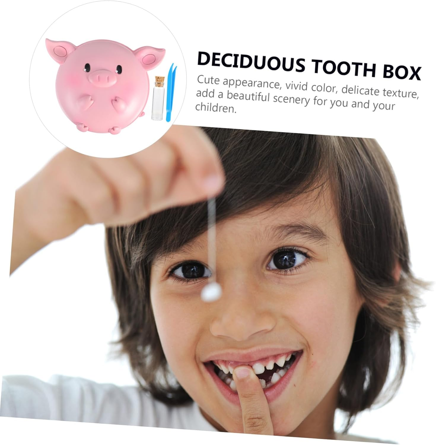 FRCOLOR Creative Baby Tooth Storage Box Deciduous Tooth Organizer for Children Cute Pig Design image number 3