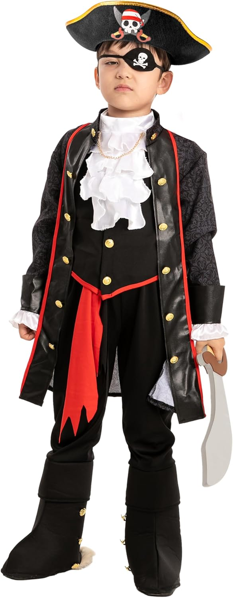 Spooktacular Creations Halloween Pirate Costume for Kids, Boy Captain Pirate Costume for Trick or Treat Themed Party