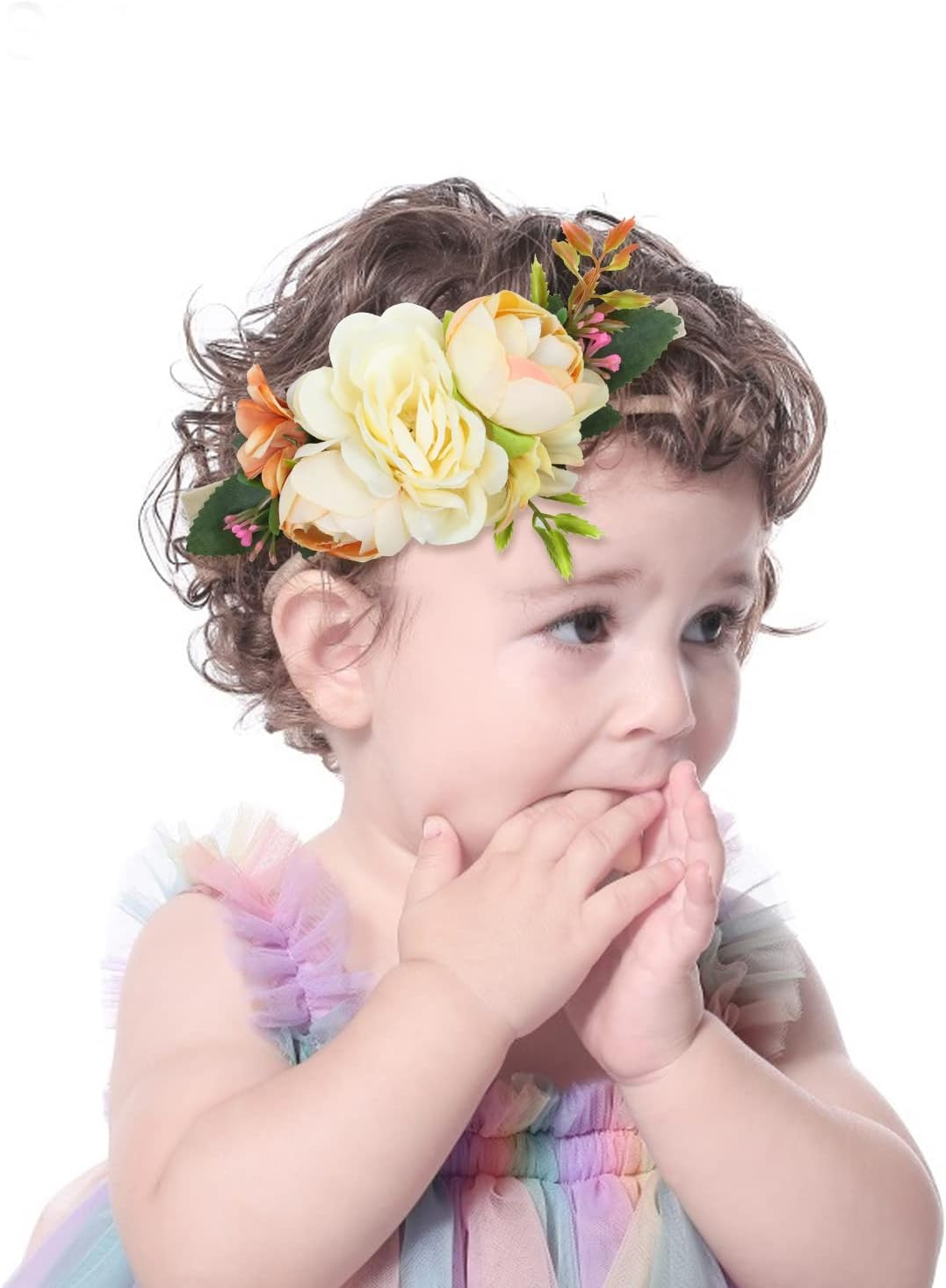 Cinaci 6 Pack Delicate Floral Rose Daisy Flower Super Stretchy Soft Nylon Headbands Hair Bands Accessories for Baby Girls Newborns Infants Toddlers Kids image number 4