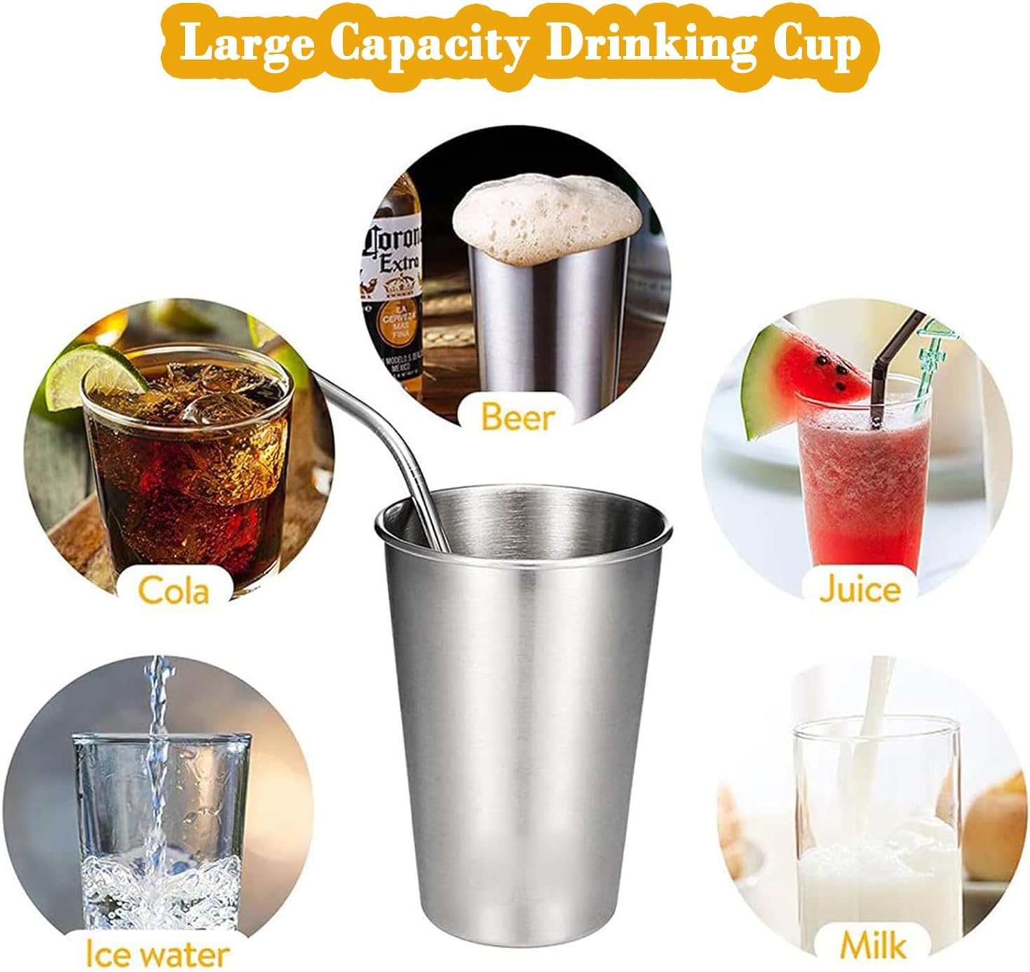 Pack of 2 Stainless Steel Mugs, Stackable Stainless Steel Water Cup, Suitable for Family, Camping, Picnic, Travel, Barbecue, Hiking Etc. (350 Ml) image number 3