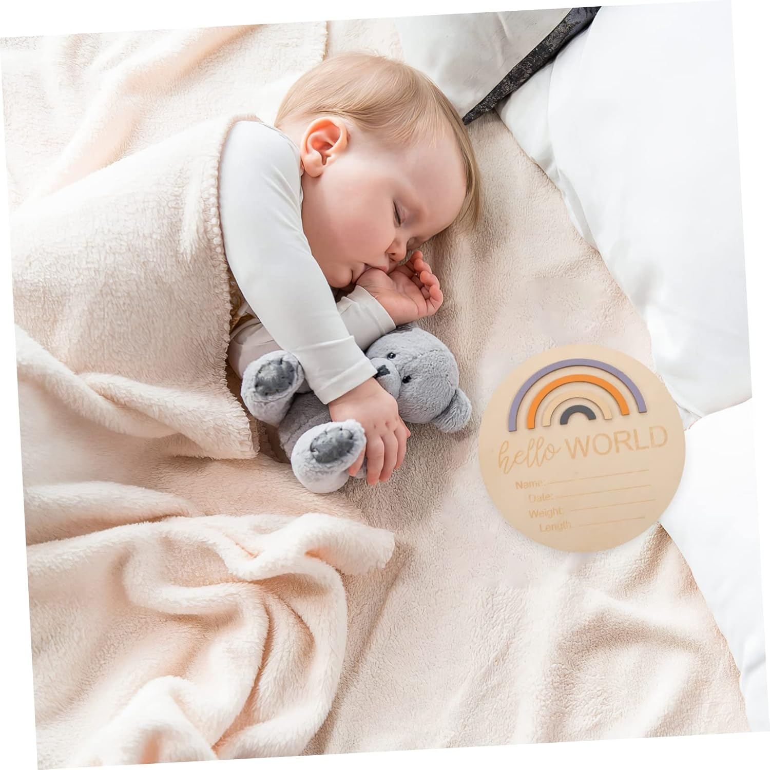 Wooden Milestone Cards for Newborn Monthly Photo Signs Lightweight Durable Name Sign for Nursery Keepsake Birth Announcement Prop for Shower and Growth Recording image number 3