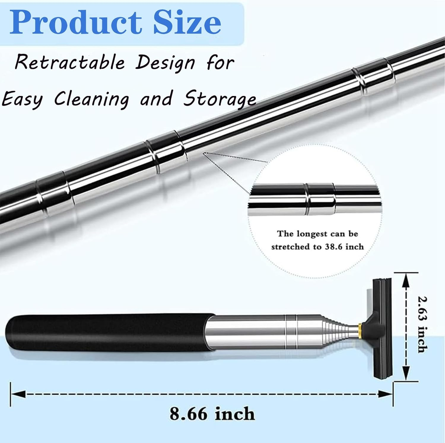 Side Mirror Squeegee, 2 Pcs Car Mirror Squeegee,Retractable Car Rearview Wiper for All Vehicles(Black/Pink) image number 3