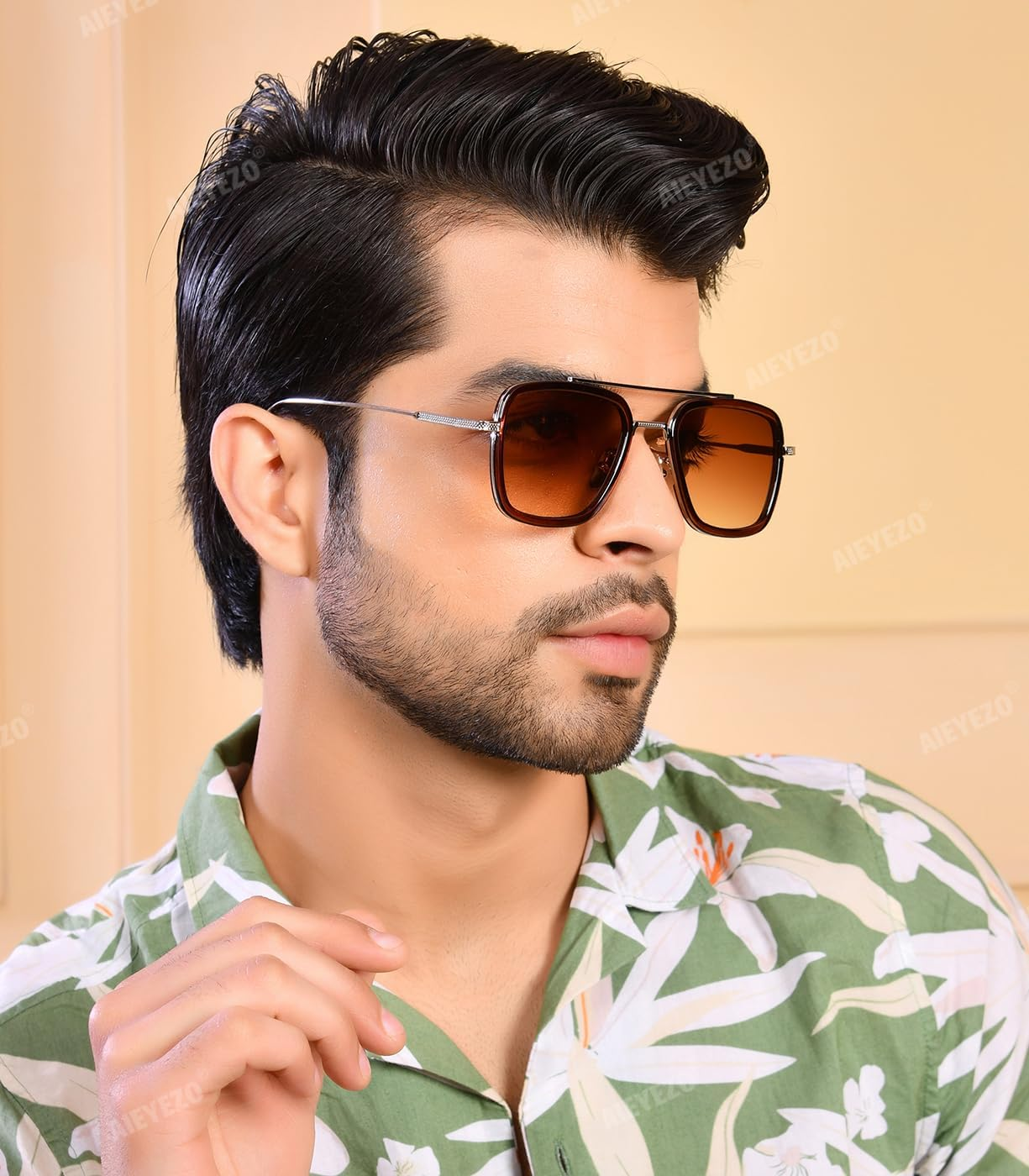 Tony Stark Sunglasses Vintage Square Metal Frame Eyeglasses for Men Women - Iron Man and Spider-Man Sun Glasses image number 2