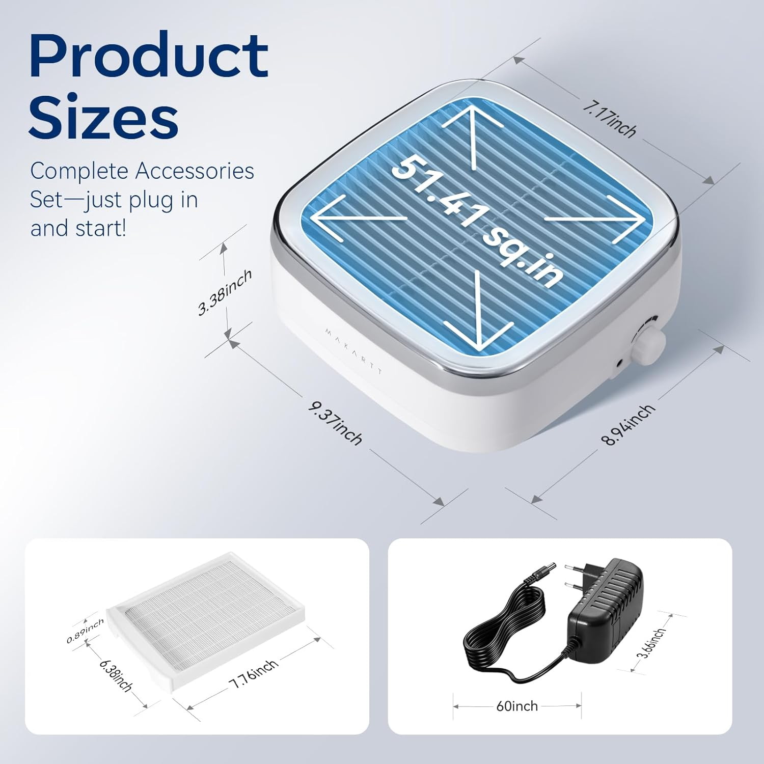 Makartt Nail Dust Collector - 60W Extractor Vacuum Dust Collector for Nails Acrylic Nail Drill Dust Extractor Beauty Gift Nail Salon Equipment with 2 Powerful Nail Fan MK200