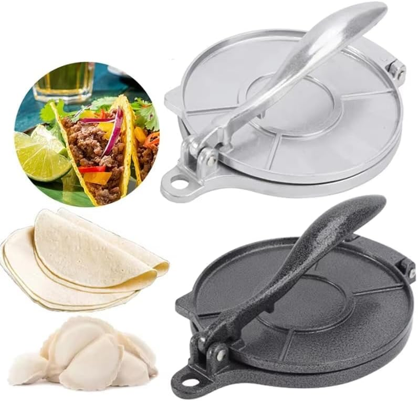 Msiud Cast Iron Tortilla Press, Chopper Press Taco Press Roti Maker Chapati Pizza Rolling Machine Tortilla Machine Kitchen Gadget for Flour Tortilla Tawa or as Dumpling Casting Press 16 Cm image number 5