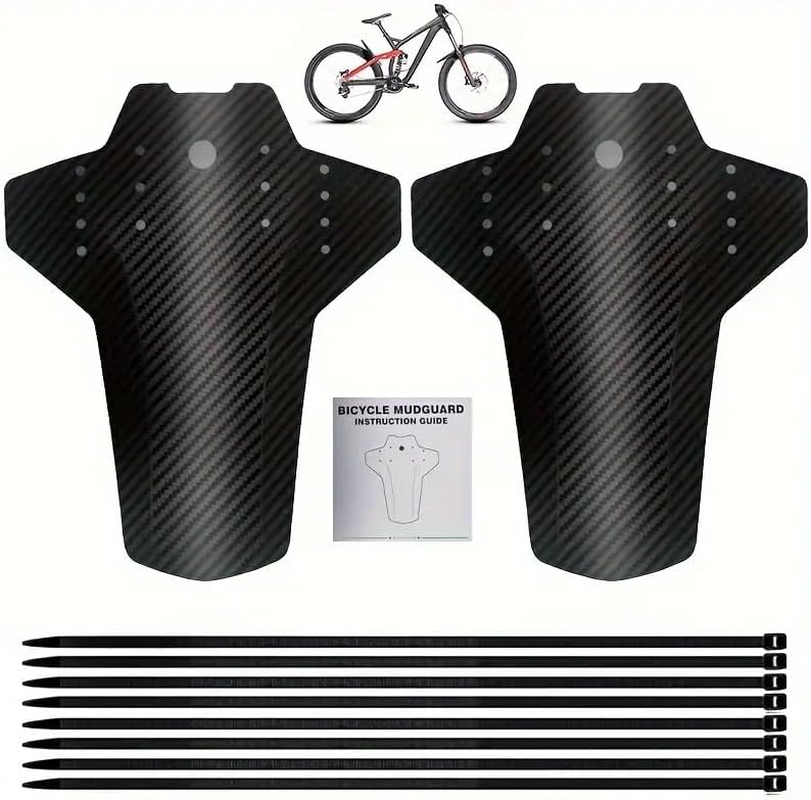 AIMALL 2Pcs Mountain Bike Carbon Fibre Mudguard Set for Front and Rear Fork with Durable Flexible Design image number 2