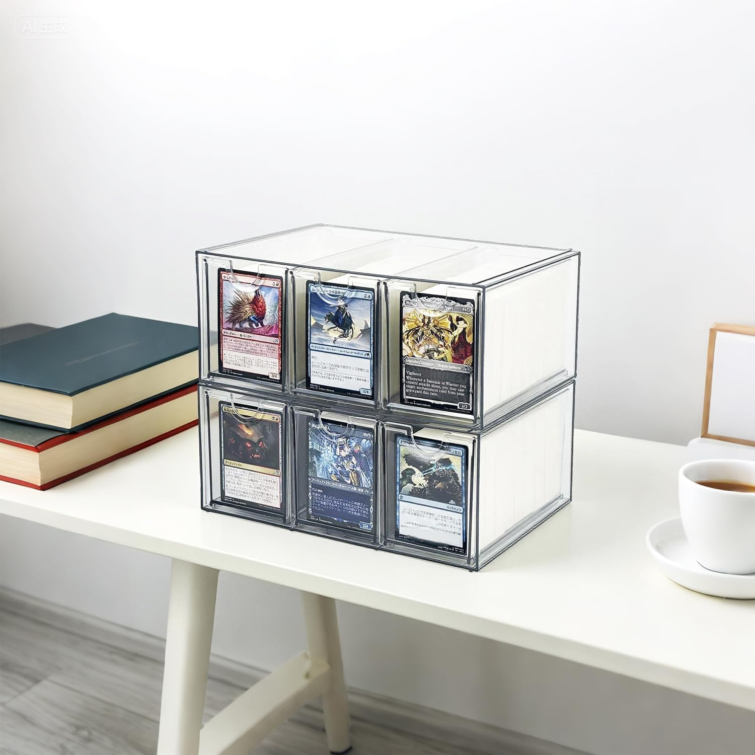 REASOR 2200+ Capacity Trading Card Storage Box,Card Deck Case with 12 Dividers, Hard Transparent Playing Card Case,Suitable for Magic Game Cards,2 Large Capacity Card Box image number 5