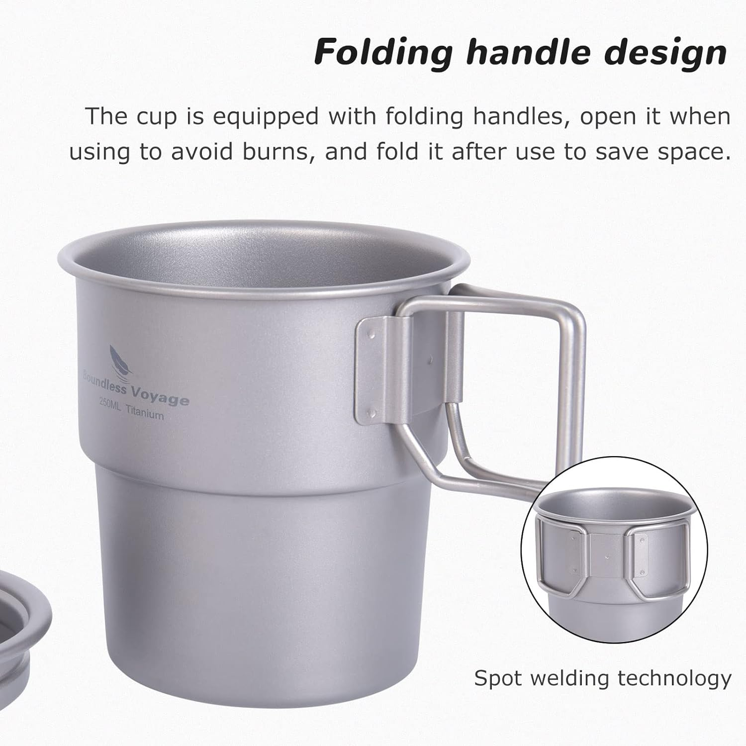 Boundless Voyage Titan Ti-3051-D Camping Mug Portable Stackable Cup Outdoor Water Coffee Cup with Lid image number 6