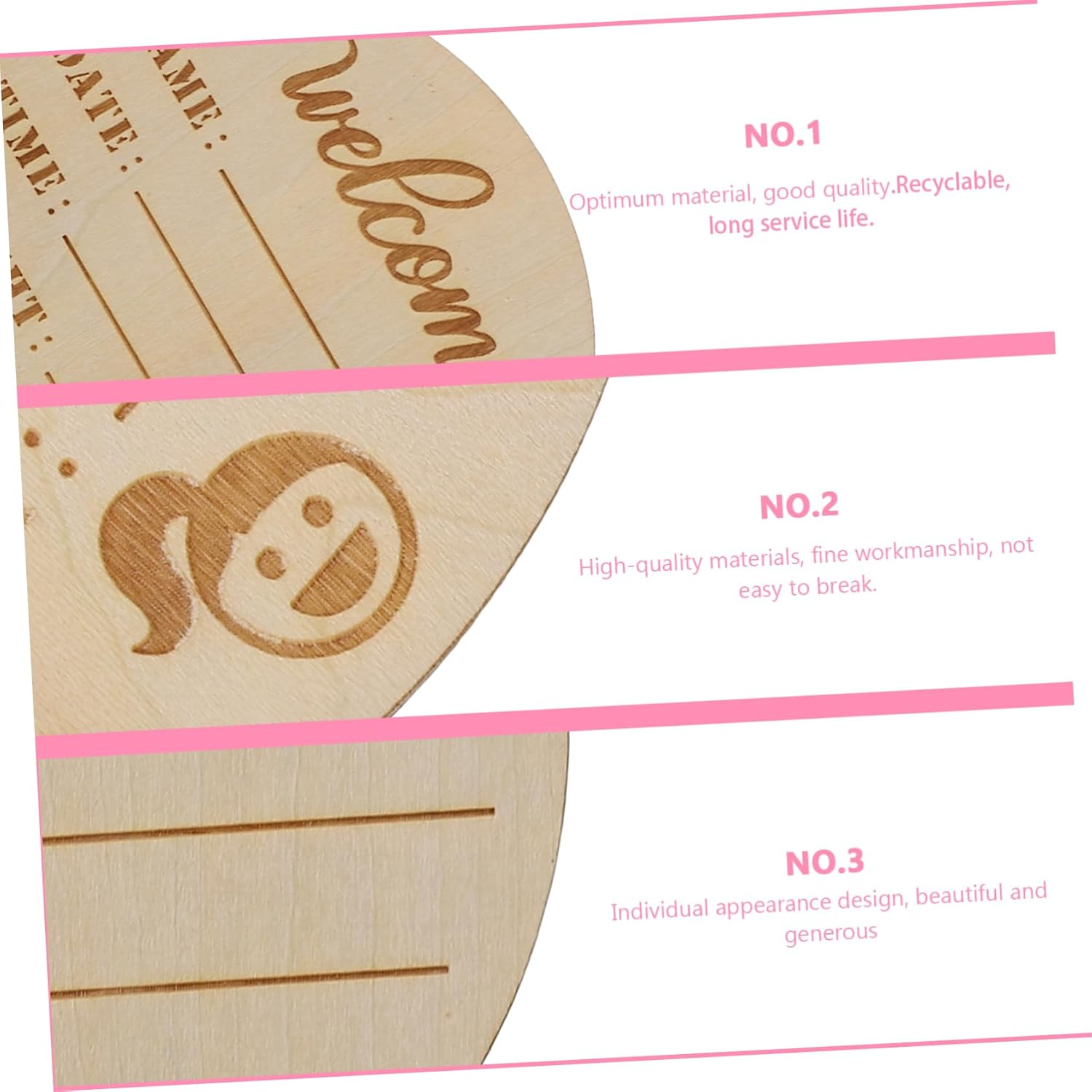 UPKOCH 6Pcs Wooden Name Signs Milestone Announcement Cards for Newborn Photography Props Keepsake for Birth Celebrations image number 4